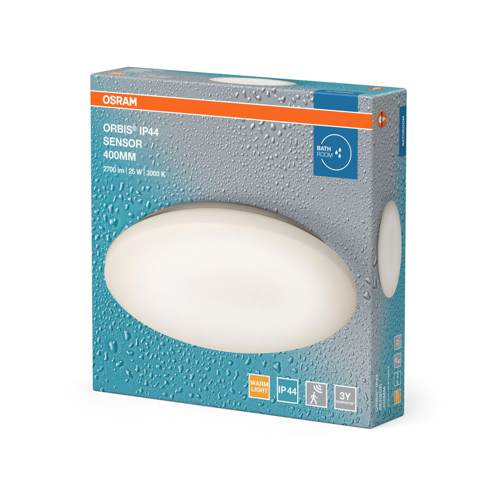 Plafón LED redondo blanco OSRAM 1800 lm blanco cálido ø40 cm IP44 - 3