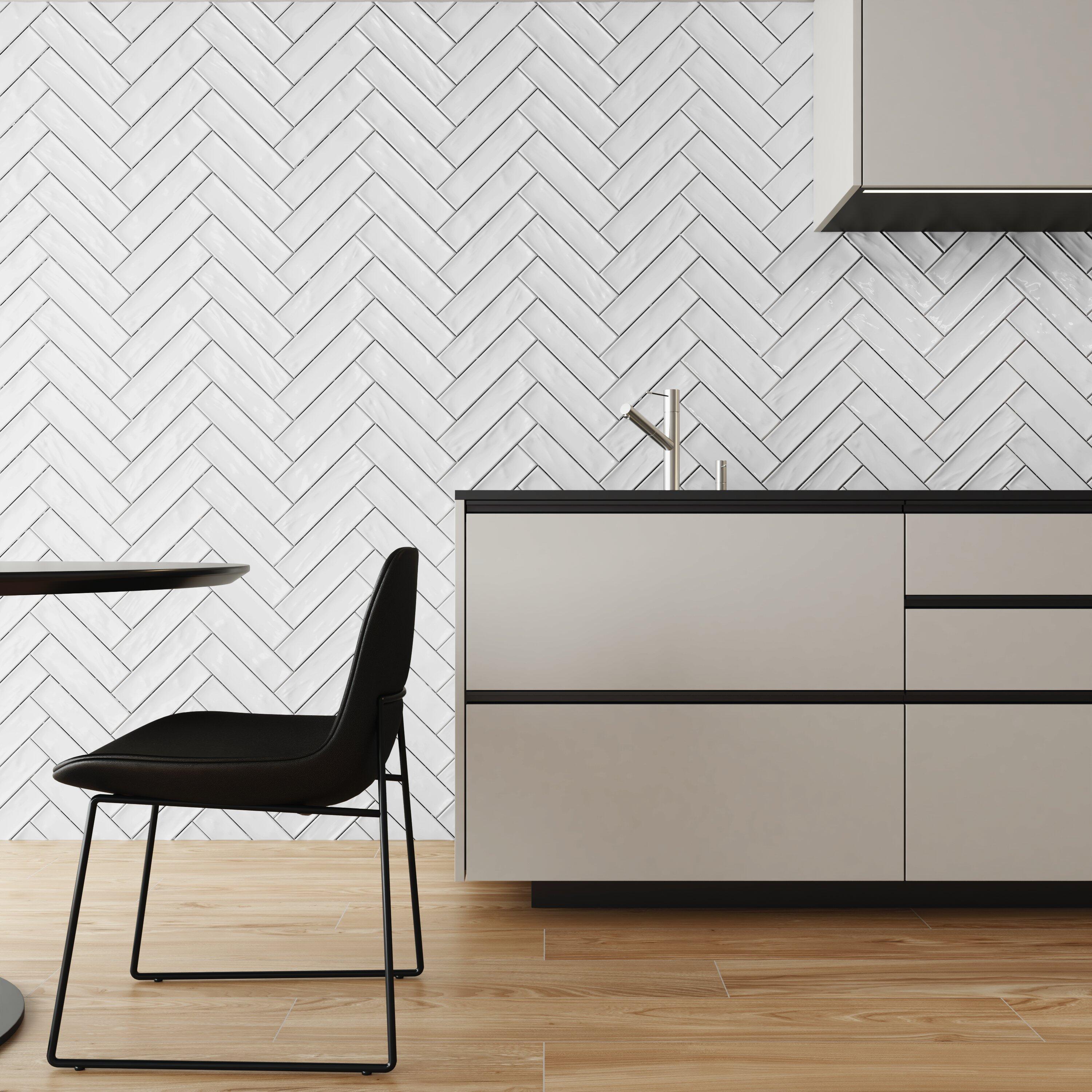 Azulejo cerámico mayolica efecto zellige blanco 30x7.5 cm pamesa