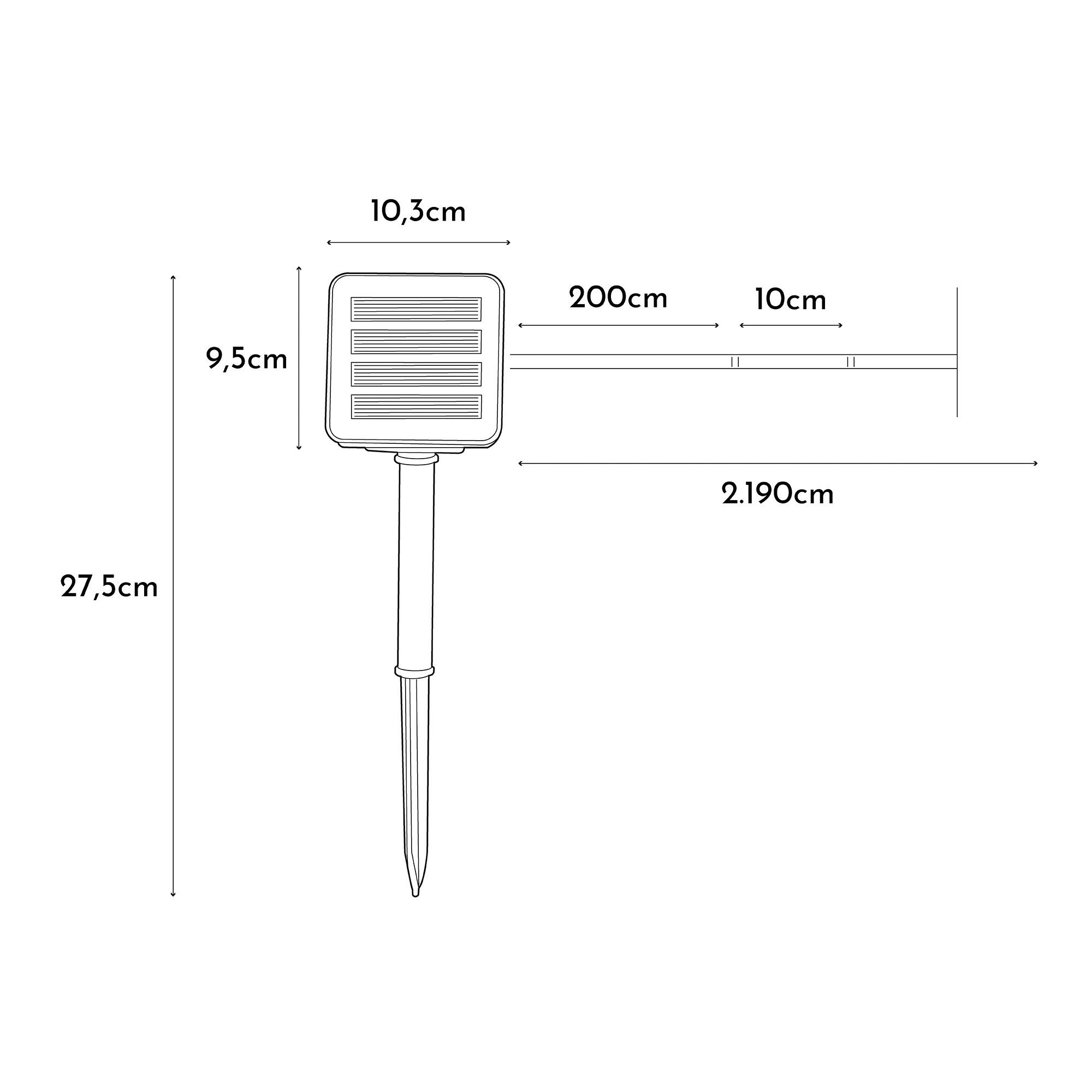 Guirnalda solar exterior LED 200 luces 21.9 m blanco cálido con sensor crepuscular ARTE CONFORT Sirius IP65 y 14h aprox. con carga llena - 4