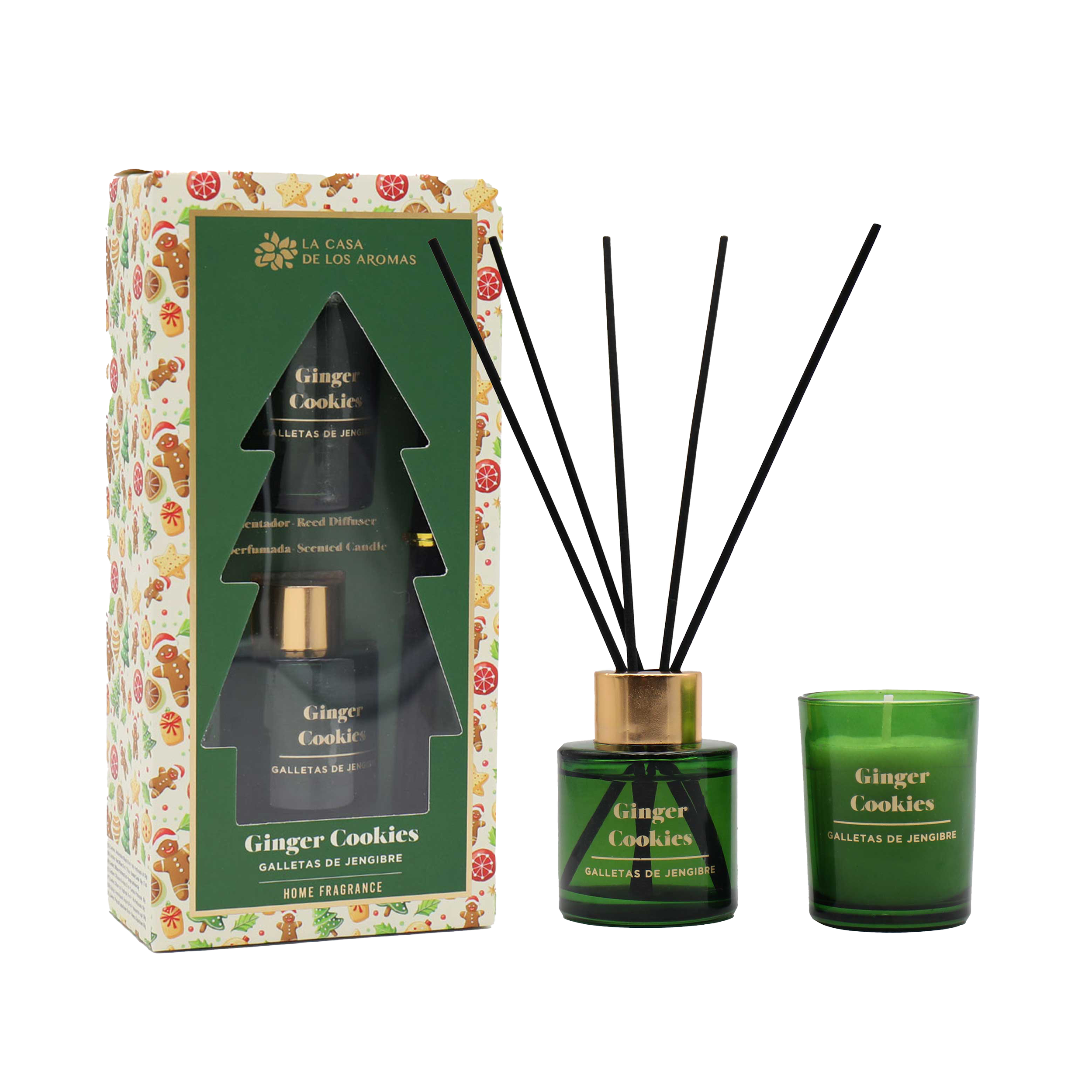 Zestaw świąteczny Ginger Cookies dyfuzor zapachowy ze świecą jabłko-cynamon La Casa de los Aromas