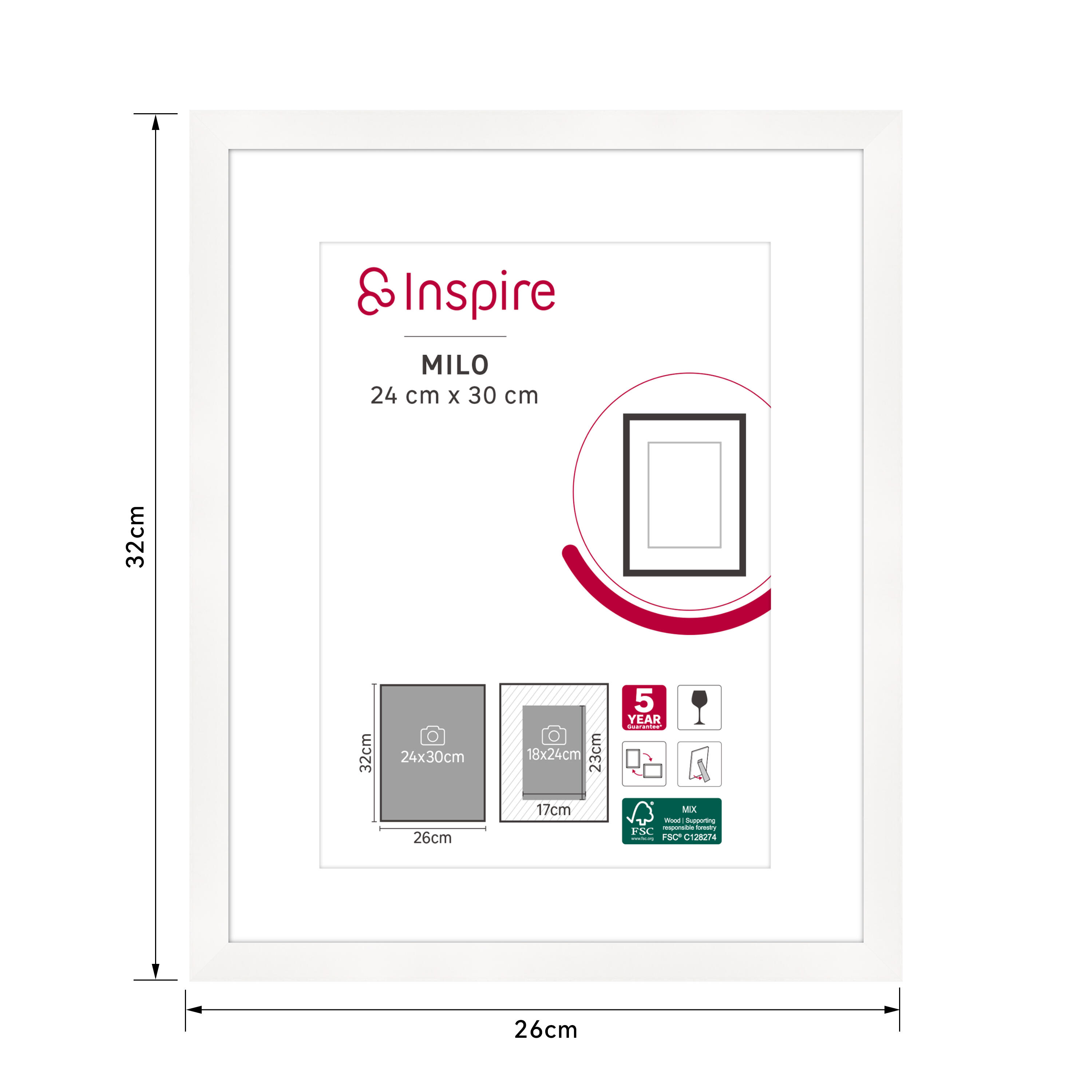 Cadre Milo, 24 x 30 cm blanc, INSPIRE - 3