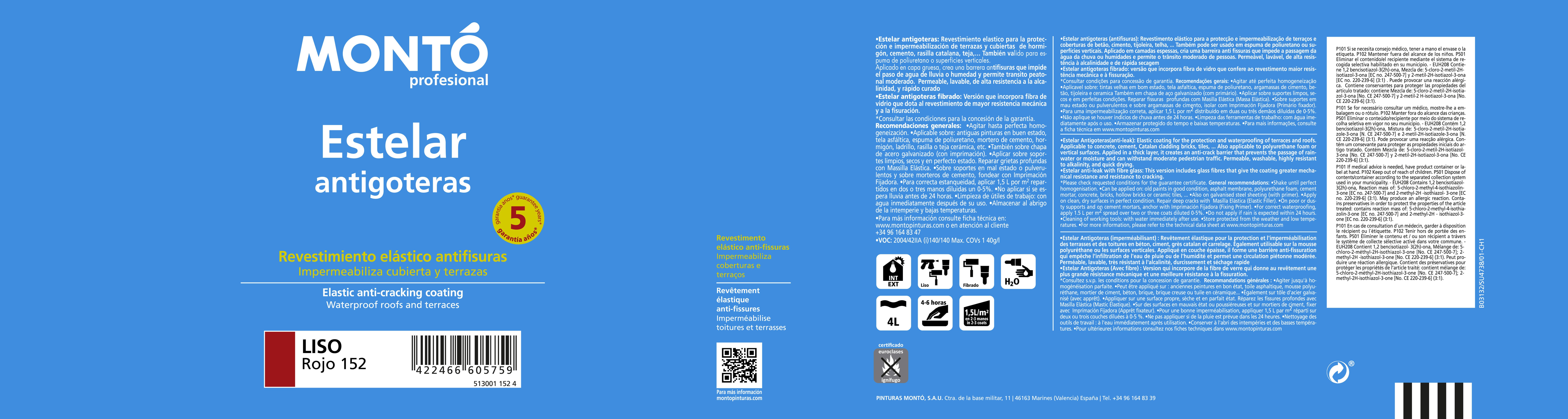 IMPERMEABILIZANTE ANTIGOTERAS ESTELAR  4L ROJO TEJA - 2