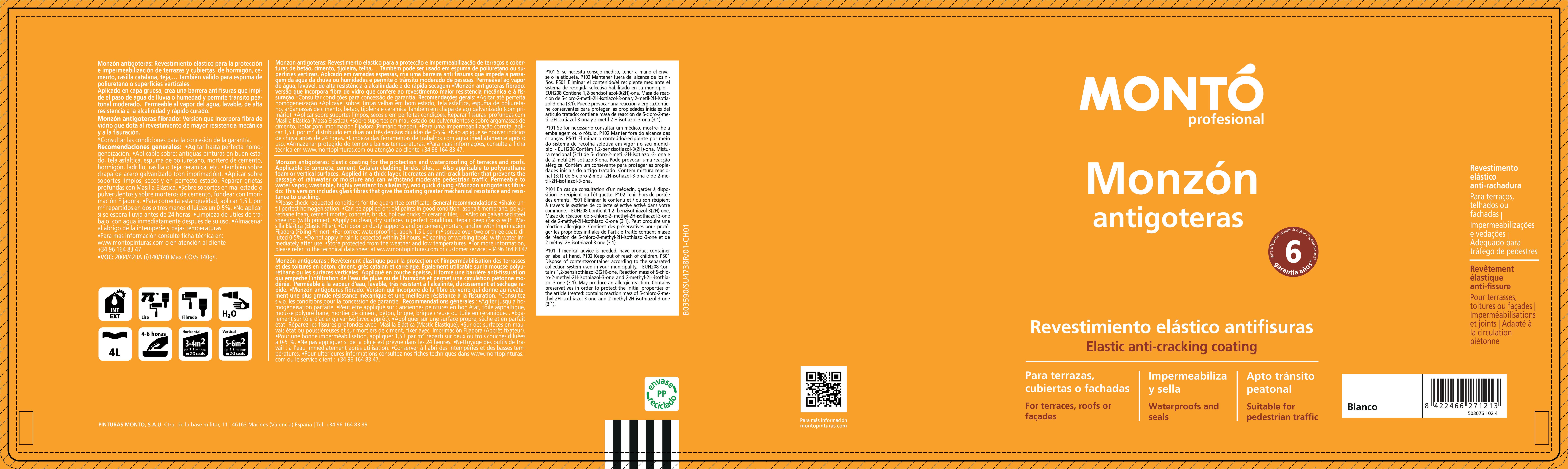 IMPERMEABILIZANTE CAUCHO FIBRADO  MONZON 4L ROJO - 3