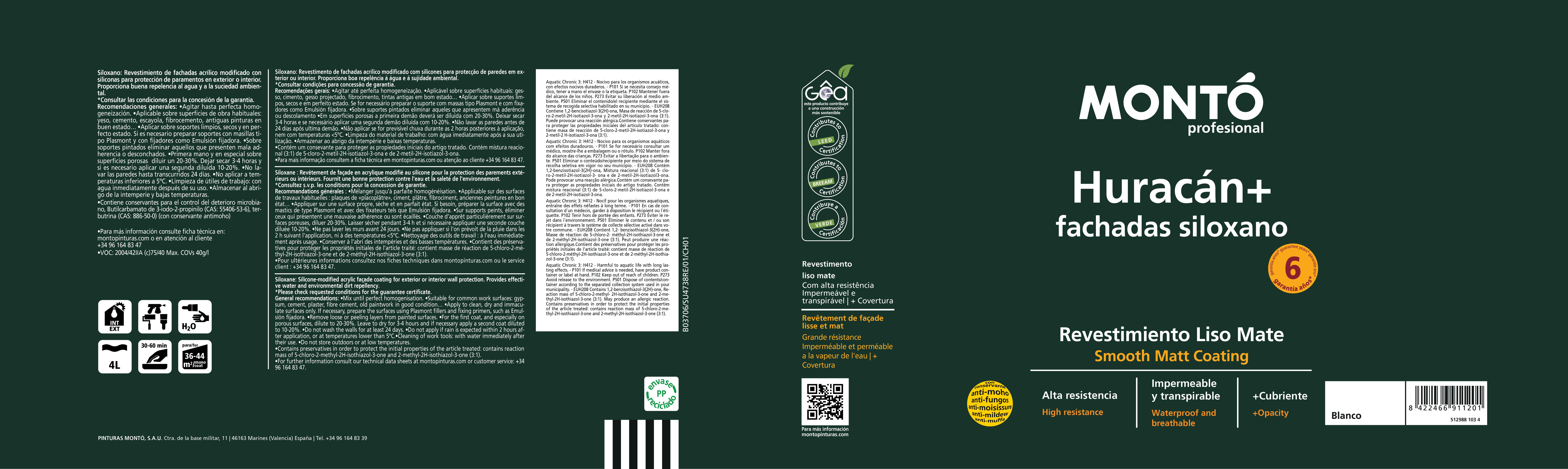 REVESTIMIENTO FACHADA MATE HURACAN PLUS 12L GRIS - 3