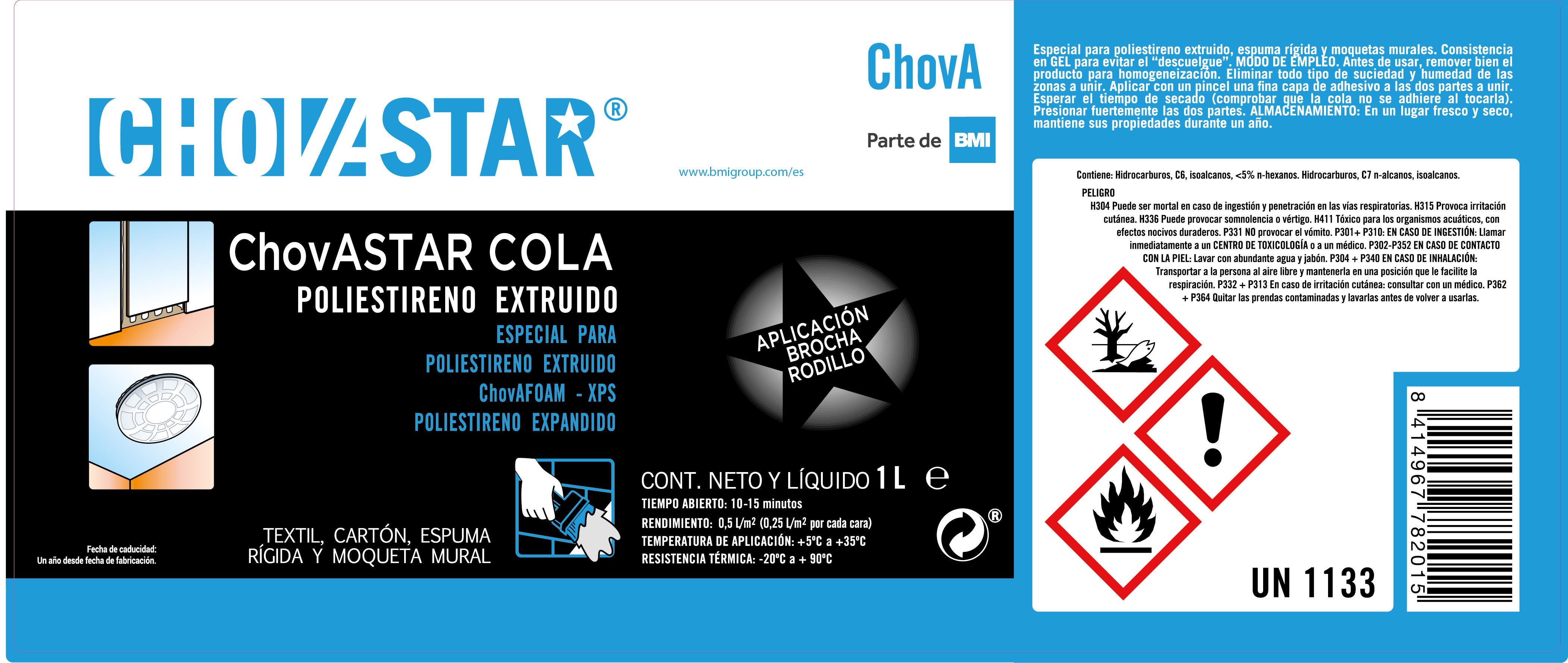 COLA CONTACTO PEGADO POLIESTIRENO (EPS-XPS) CHOVASTAR 1 L - 2