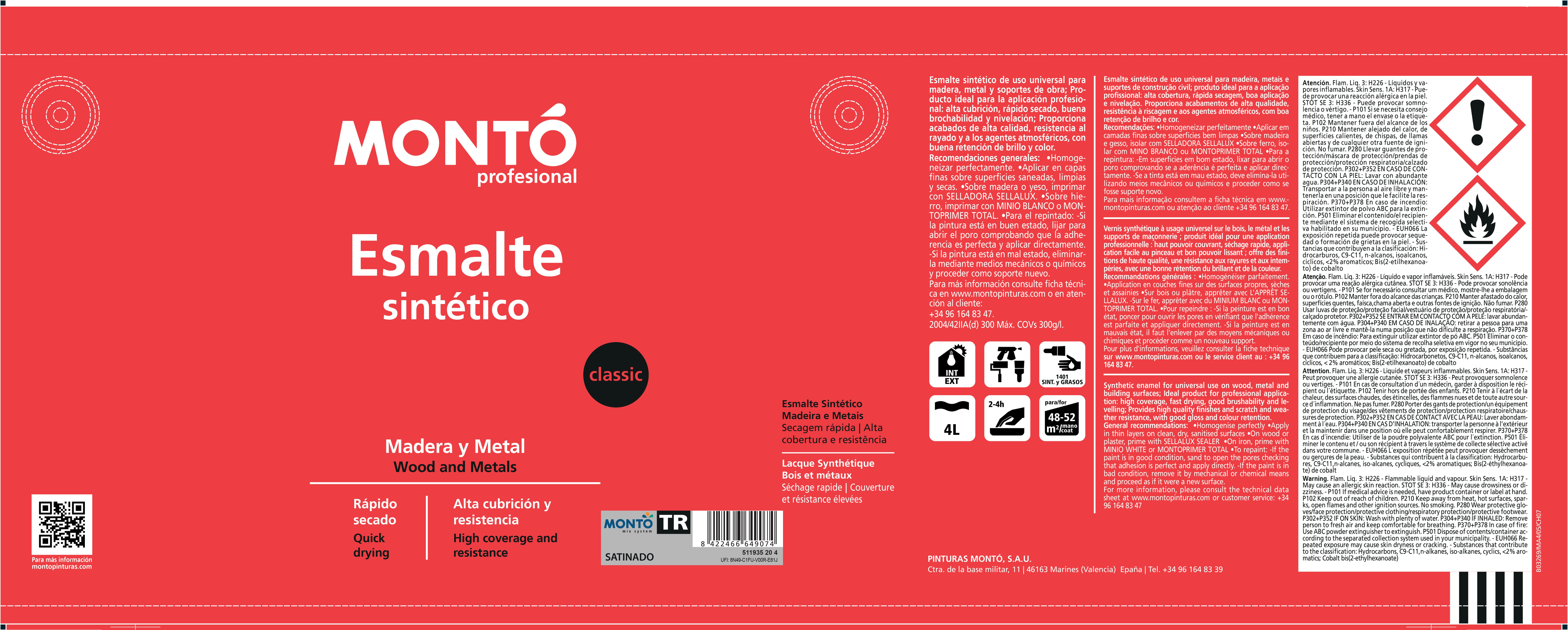 BASE ESMALTE SINTÉTICO SATINADO 750ML TONOS CLAROS - 2