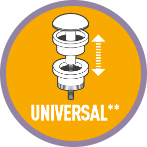 Válvula click corta EQUATION Tap/grande 70mm cromada Ø32mm - 4