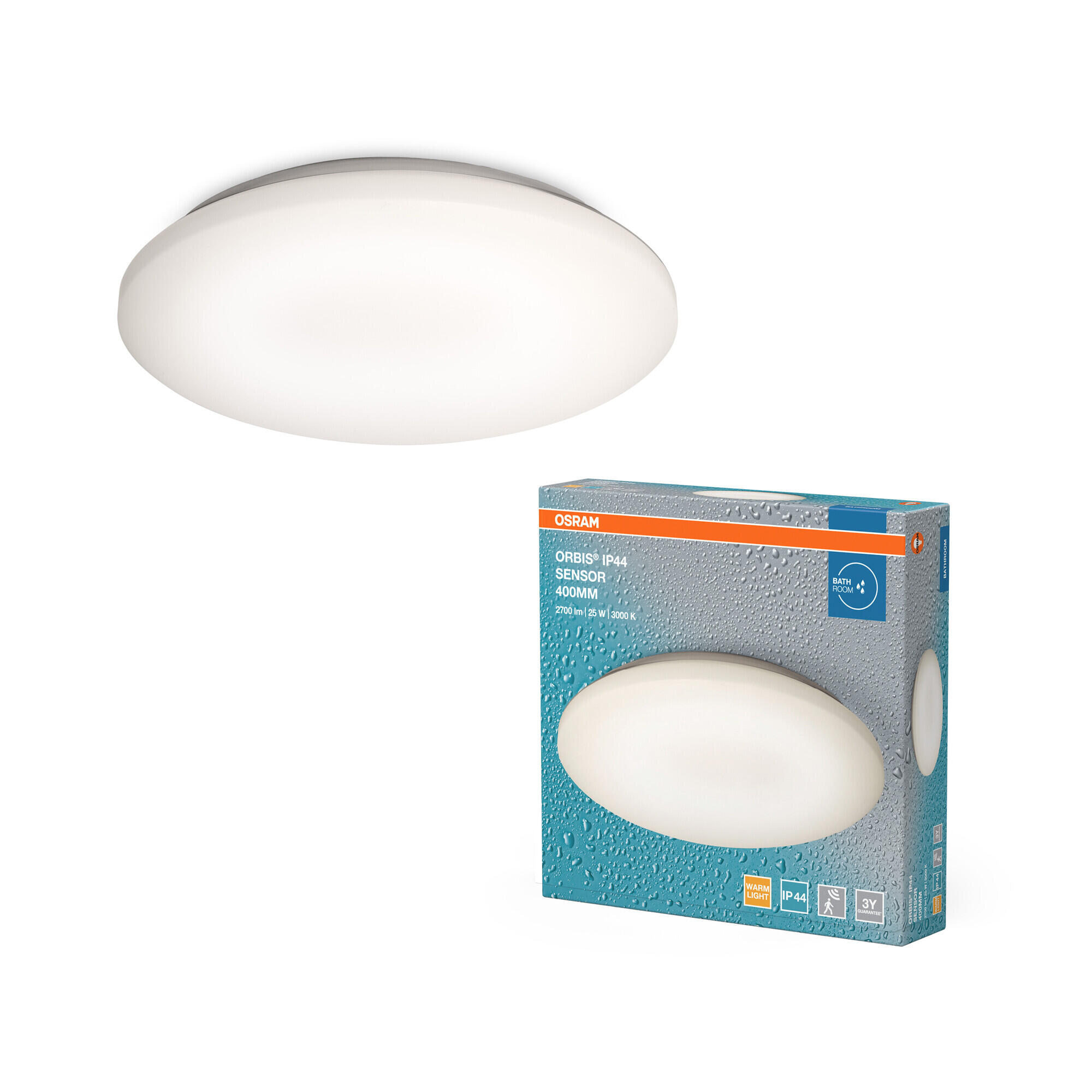 Plafón LED redondo blanco OSRAM 1800 lm blanco cálido ø40 cm IP44 - 2