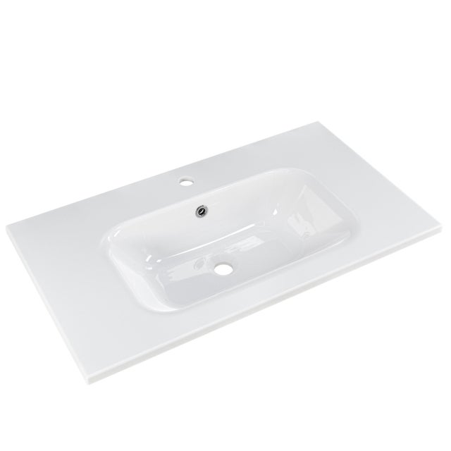Lavabo da incasso rettangolare in marmo bianco H 2 cm