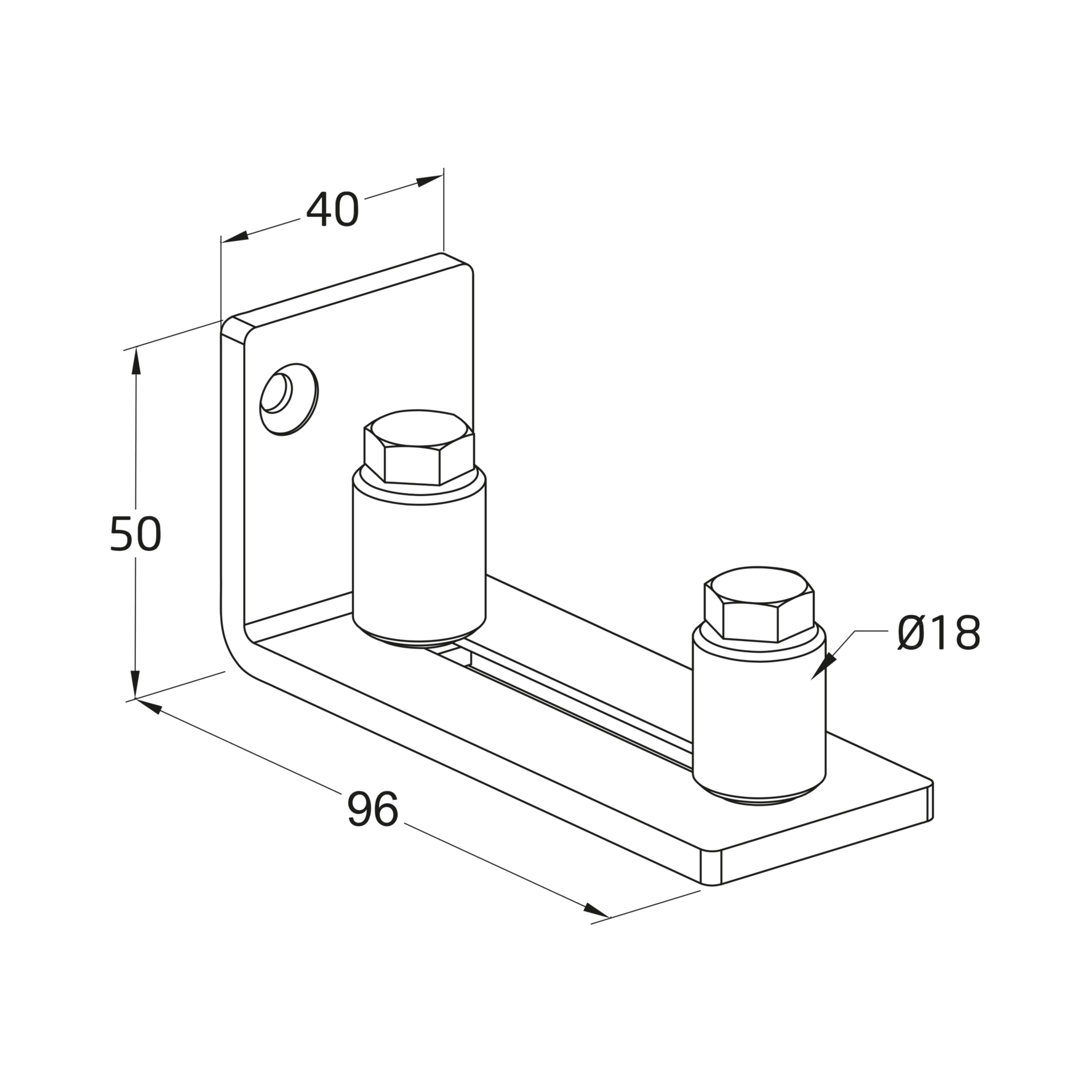 GUÍA INFERIOR PUERTA CORREDERA NEGRO 105X40X40MM - 3