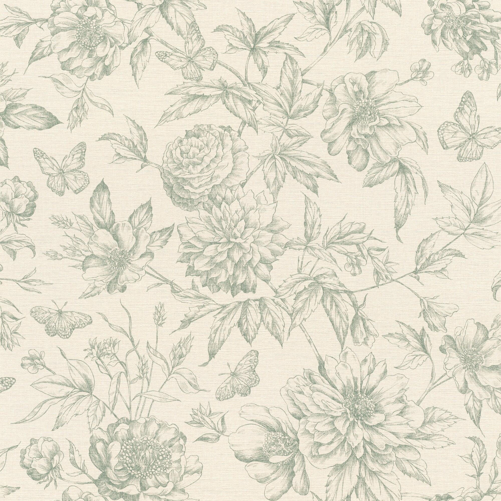 Papel pintado vinilo aplicación cola en pared Botánico, plantas o floral 793925 multicolor  RASCH 53cmx10m superlavable. Apto para cocinas o baños - 2