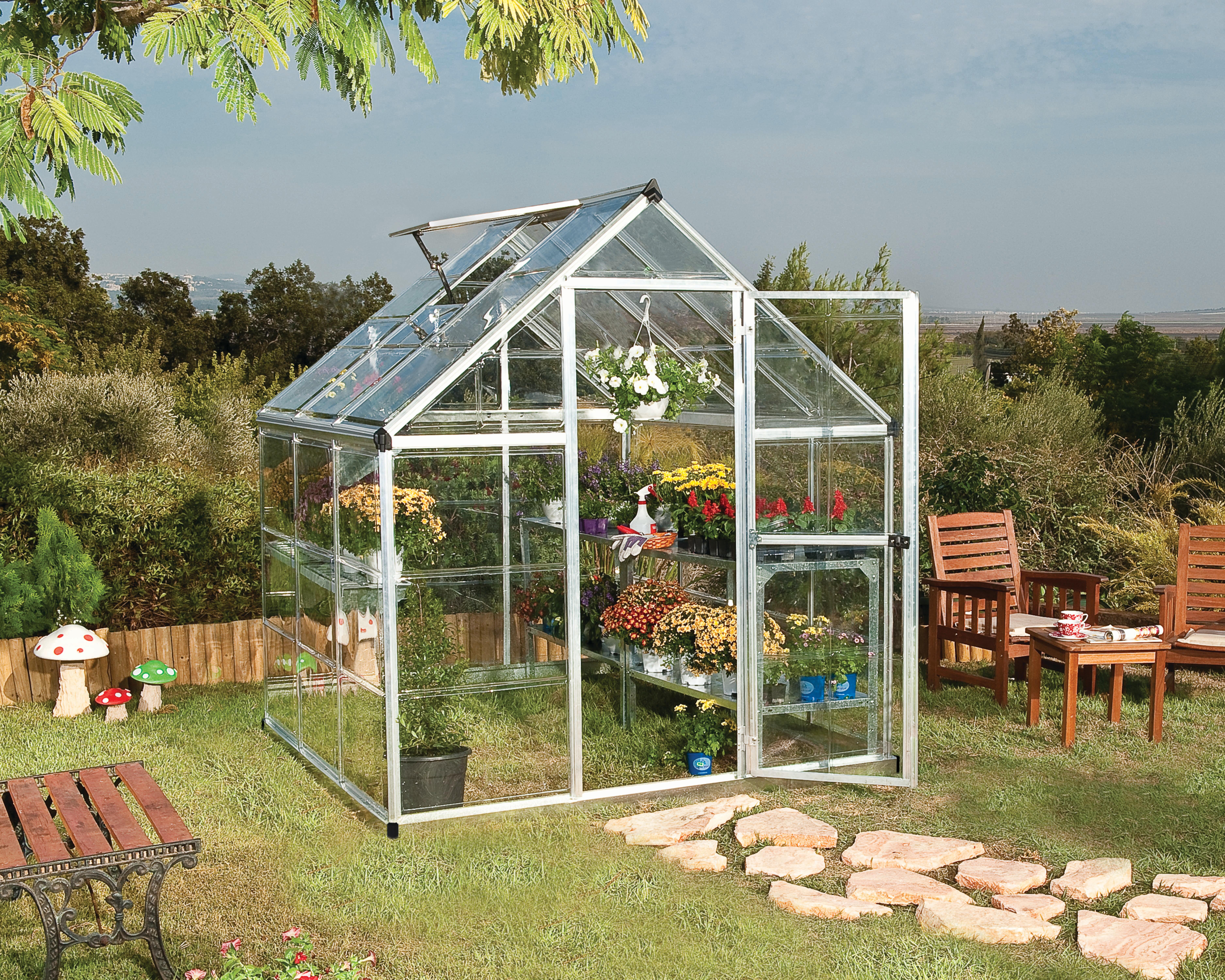 Invernadero de policarbonato harmony 185x208x180 cm plata