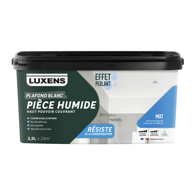 Peinture plafond blanc LUXENS mat Pièce humide 2.5L