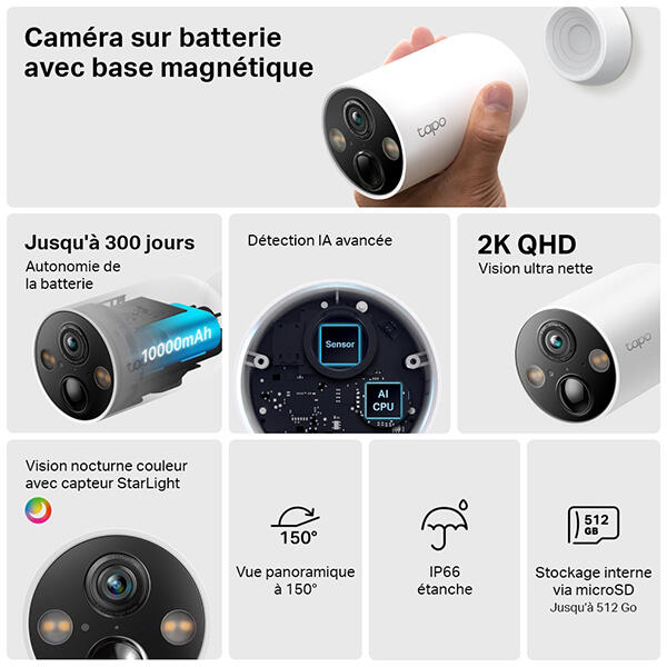 Caméra de surveillance batterie wifi TP-LINK Tapo tc85 - 2