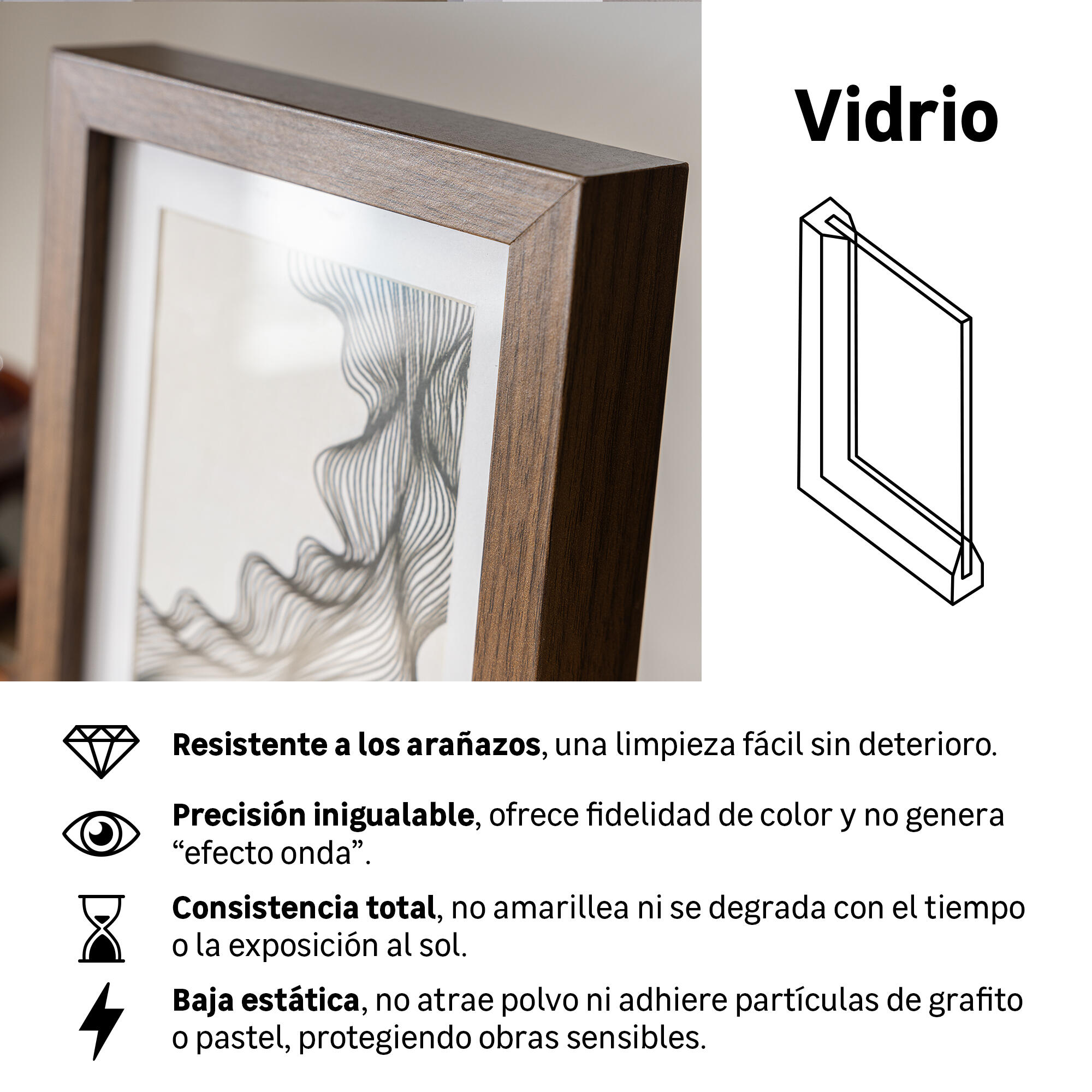 Marco con Passepartout Milo nogal INSPIRE 20x20cm - 4