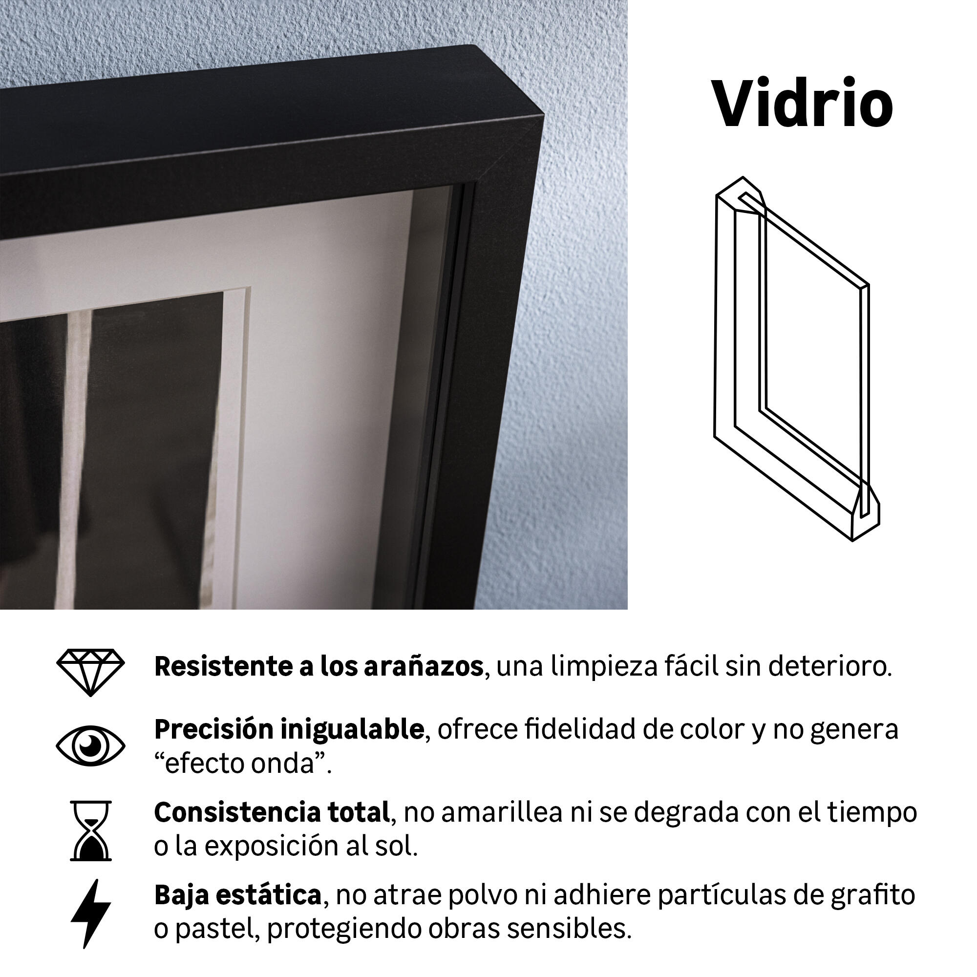 Marco con Passepartout Milo negro INSPIRE 30x30cm - 4