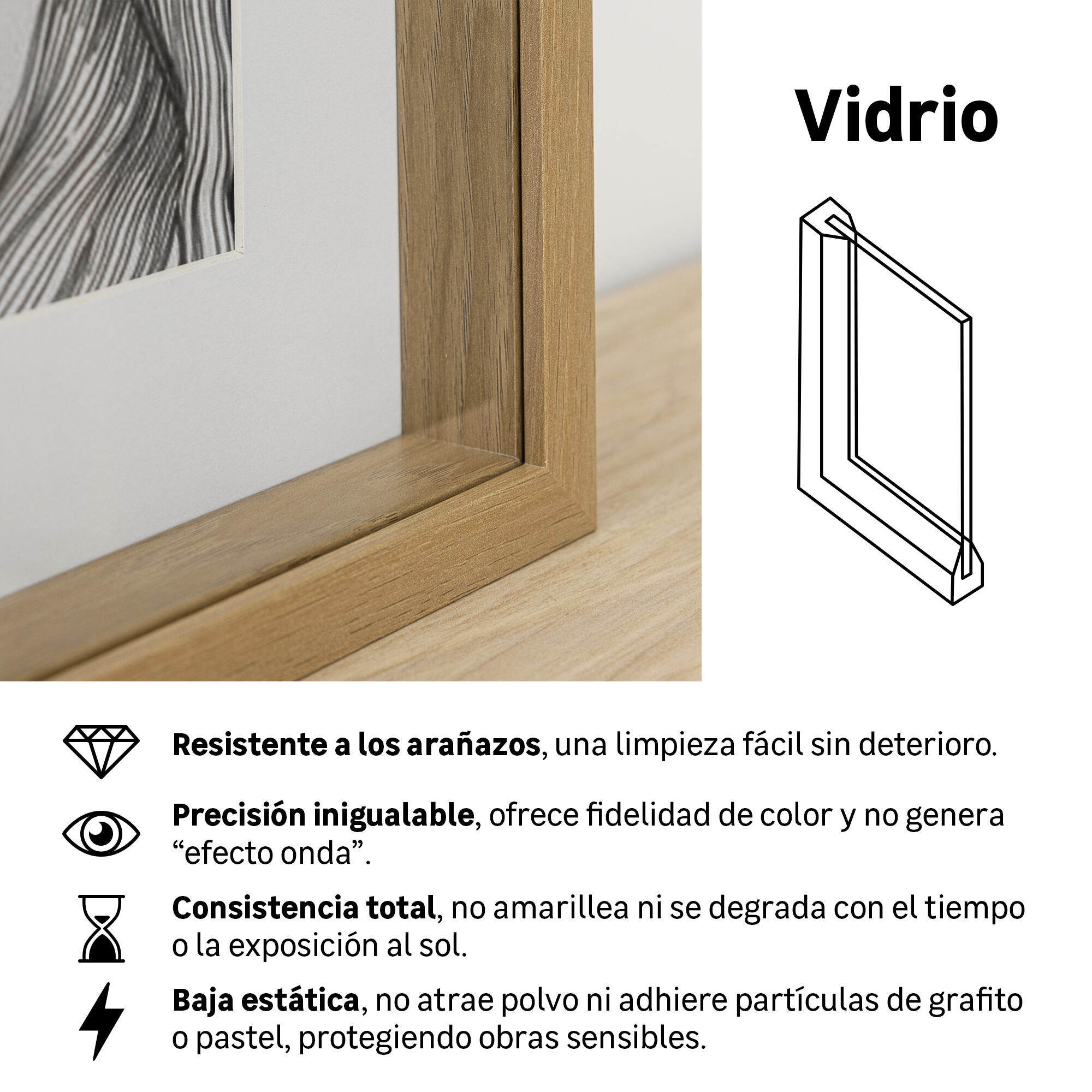 Marco con Passepartout Milo beige, roble INSPIRE 30x40cm - 5