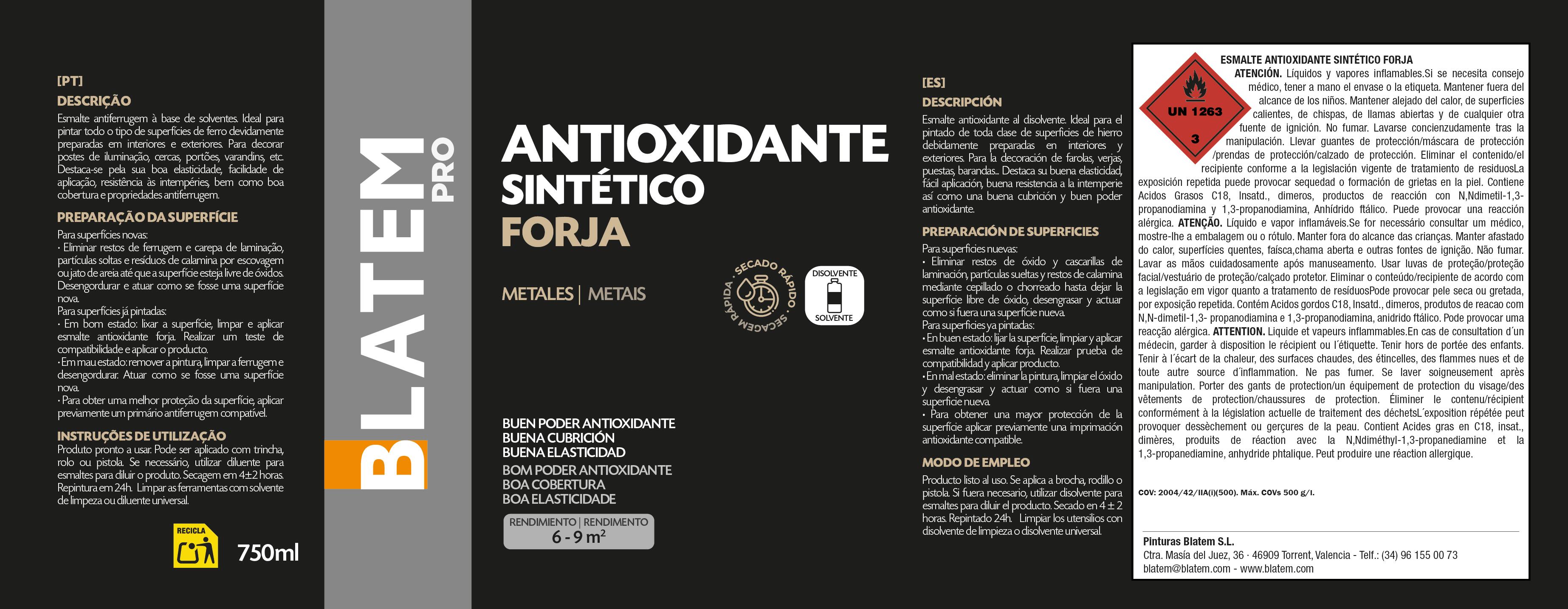ESMALTE SINTETICO ANTIOXIDANTE FORJA 750ML NEGRO - 3