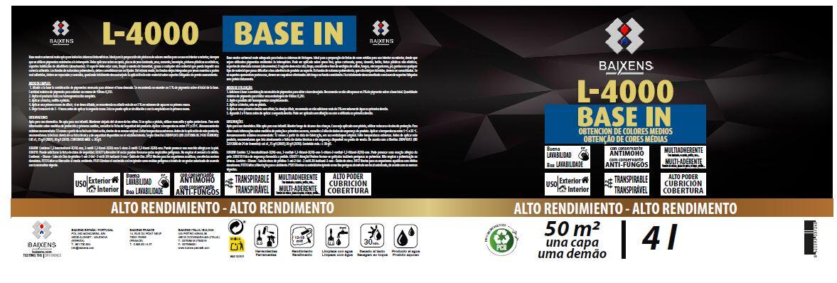 BASE PINTURA PLÁSTICA MATE L4000 750ML TONOS MEDIOS - 8
