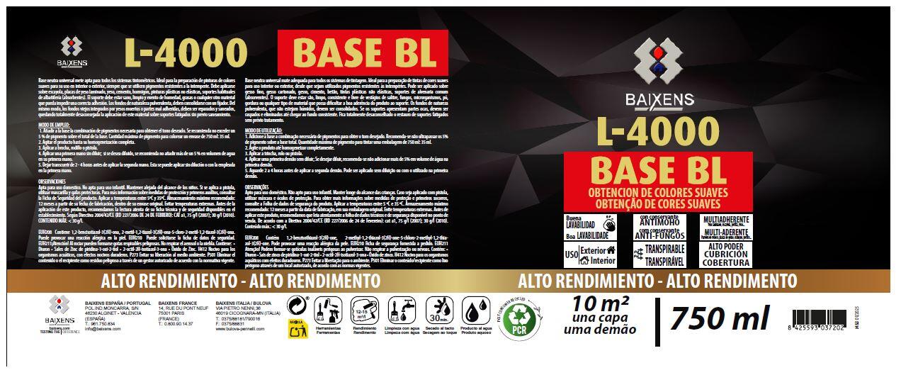 BASE PINTURA PLÁSTICA MATE L4000 750ML TONOS MEDIOS - 2