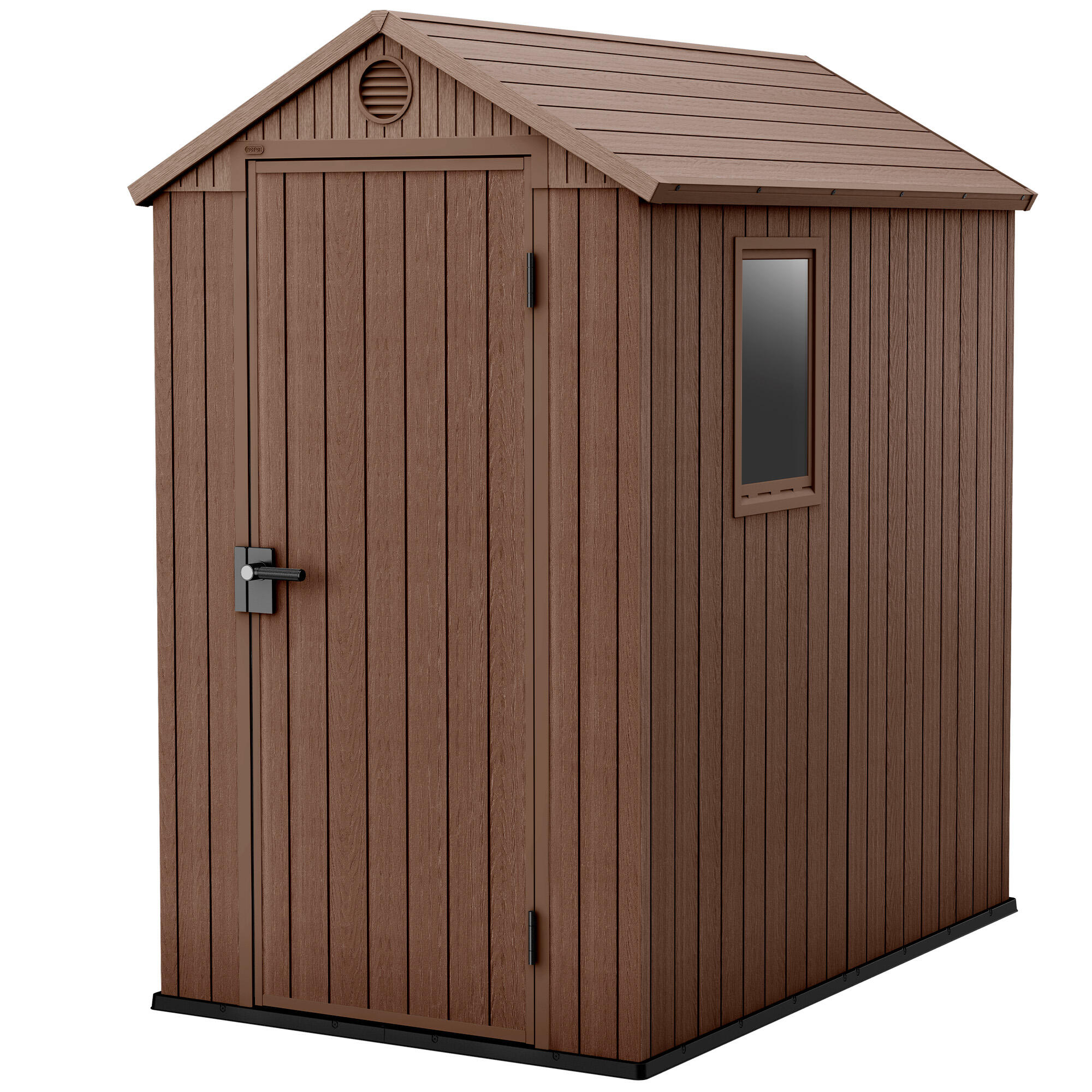 caseta de resina darwin de 1258x205x1845 cm y 232 m2 con 16 mm espesor y puerta abatible keter