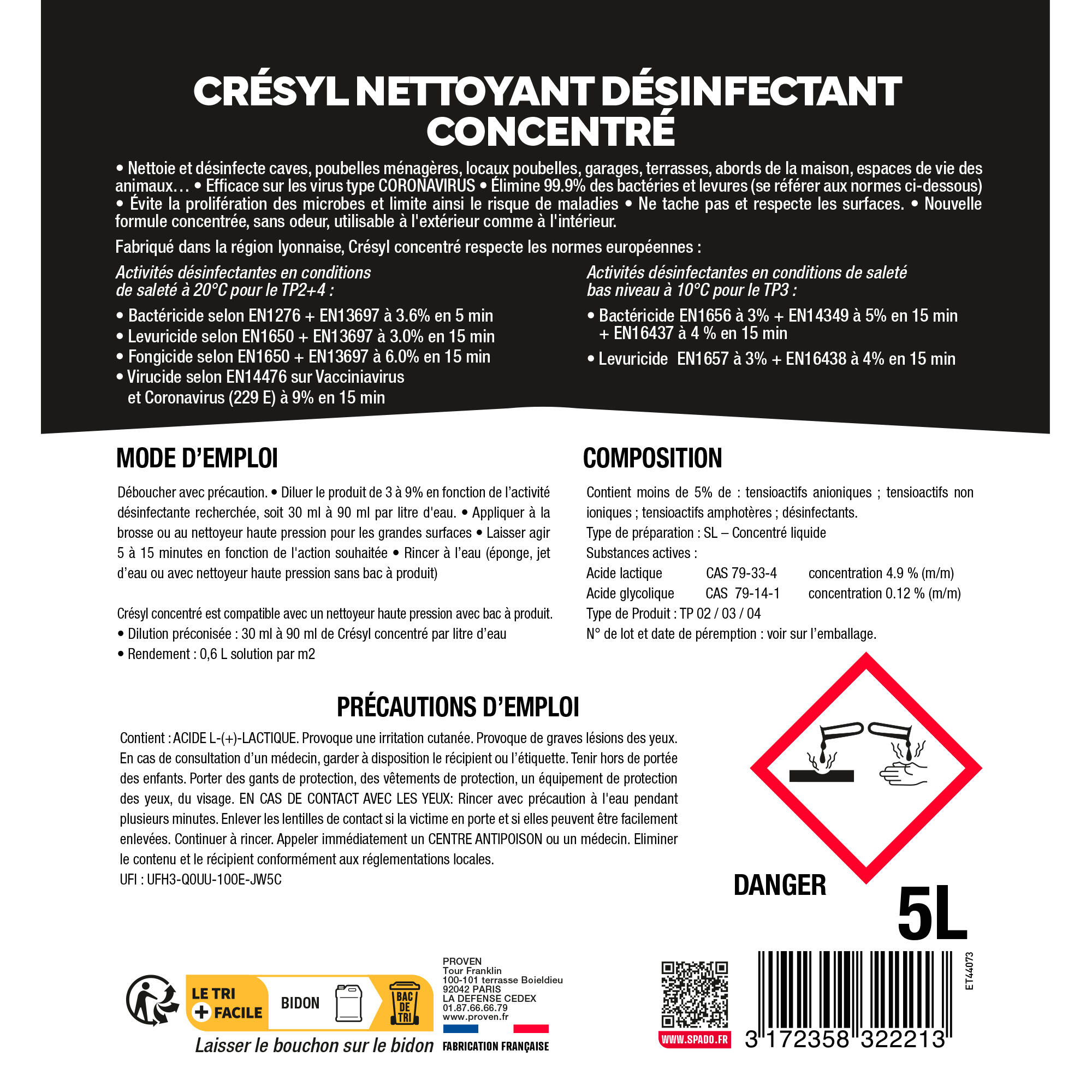Désinfectant SPADO Crésyl, 5L - 7