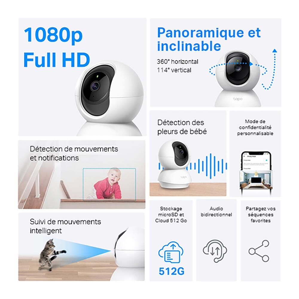 Caméra de surveillance motorisé secteur wifi TAPO Tc70 - 2