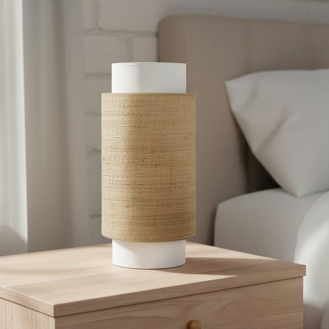 Lámpara de mesa Maya E27 de 20x42 cm beige y blanco
