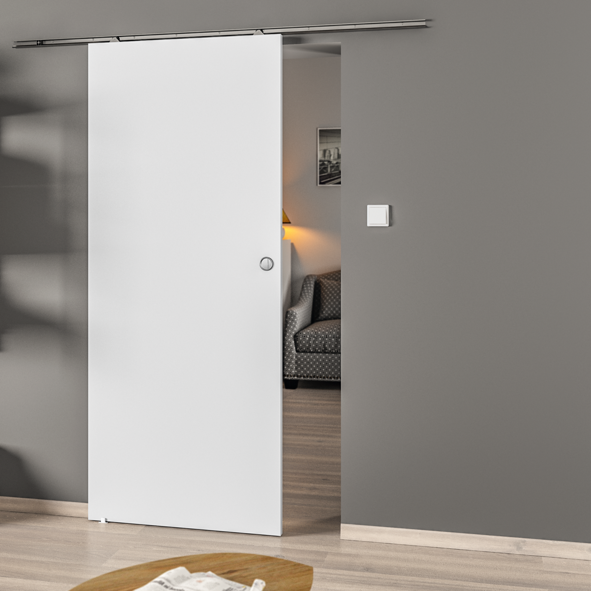 Drzwi przesuwne Max 80 w białym kolorze.