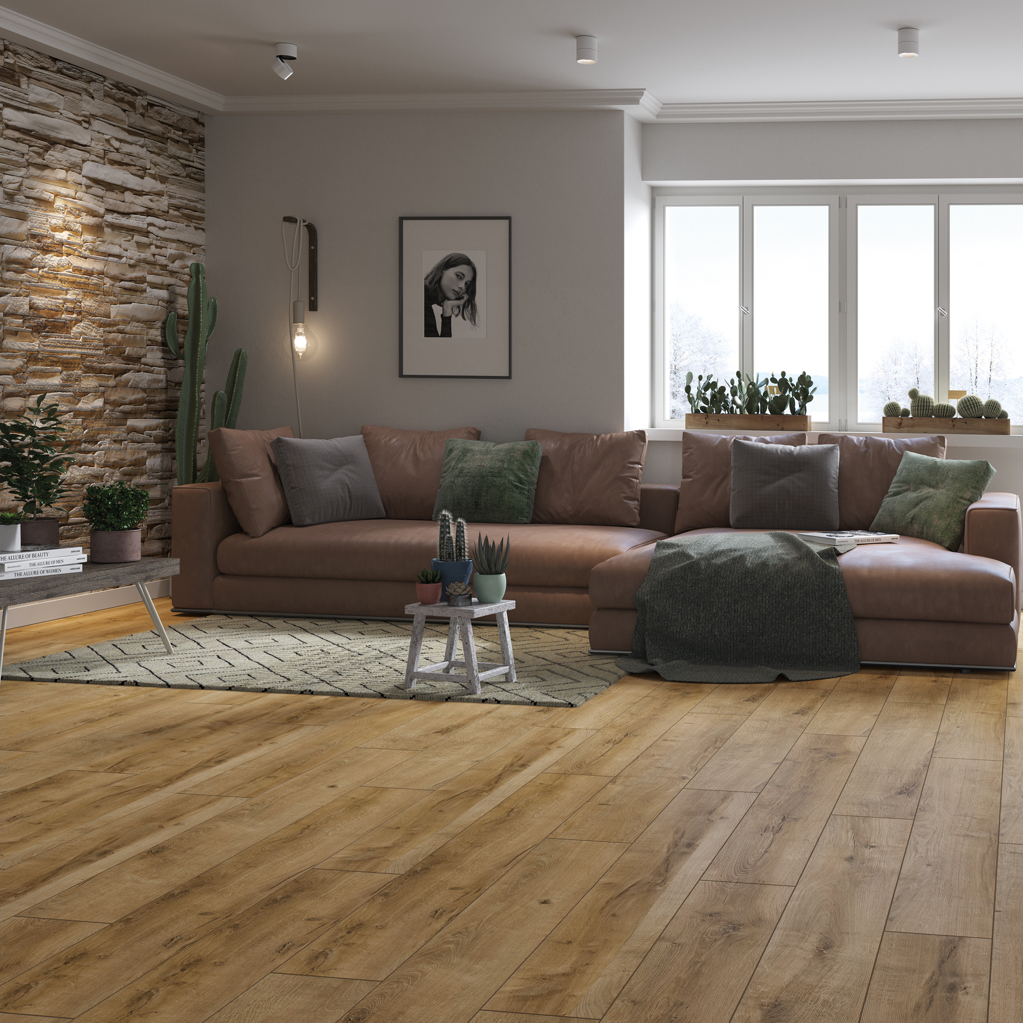 Panele podłogowe laminowane wodoodporne w salonie
