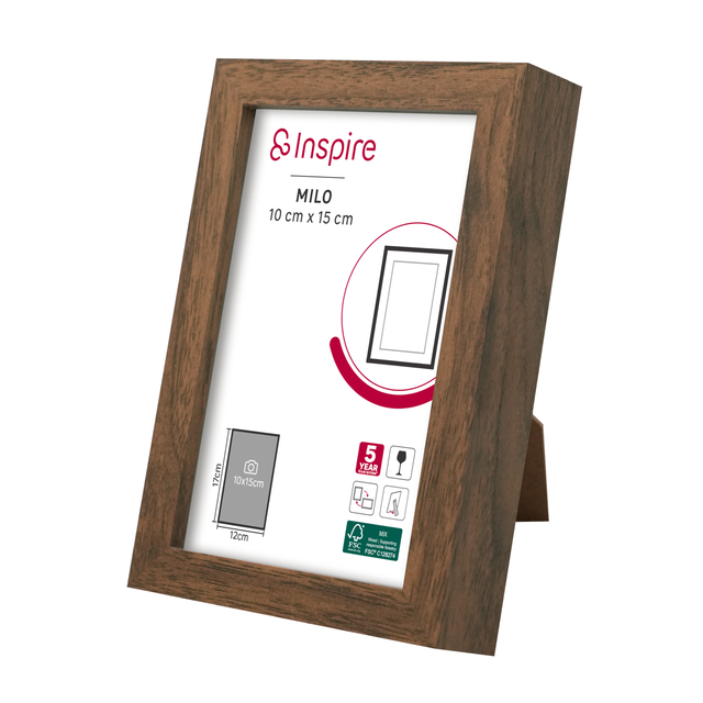 Cadre Milo, H.15 x l.10 cm noyer, INSPIRE