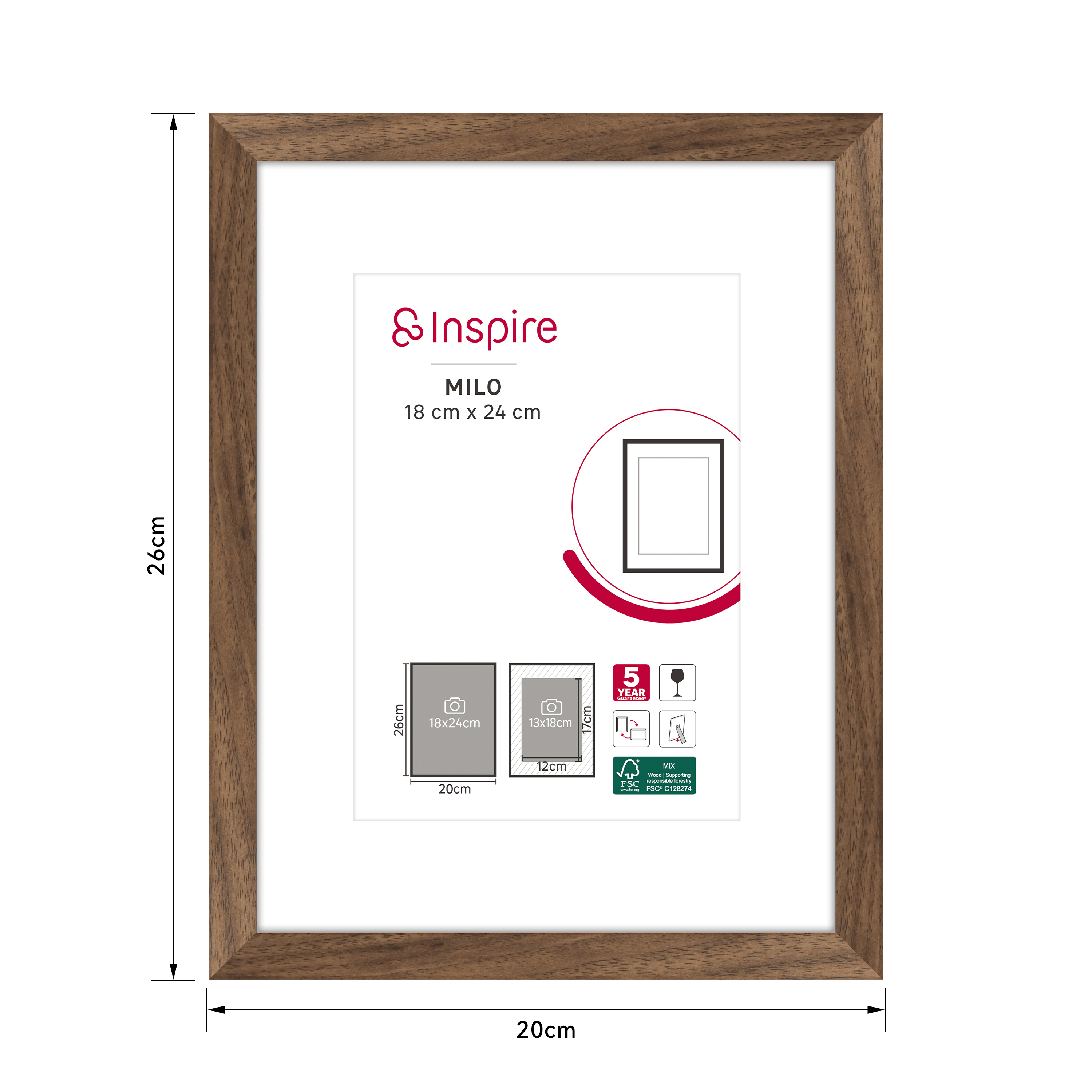 Marco con Passepartout Milo nogal INSPIRE 18x24cm - 2