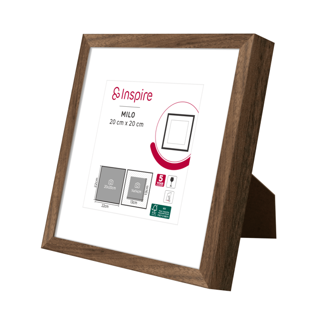 Cadre Milo, 20 x 20 cm noyer, INSPIRE