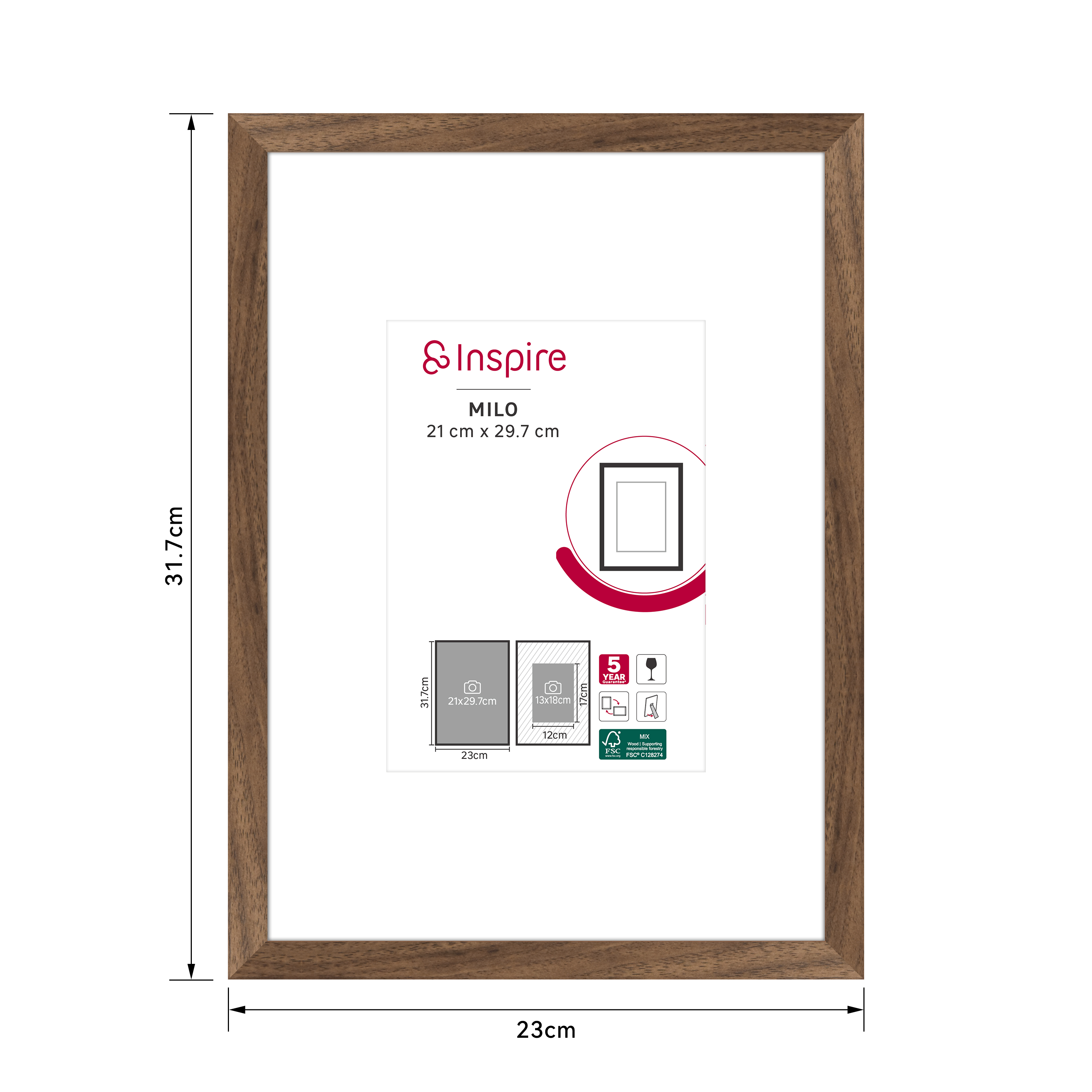 Marco con Passepartout Milo nogal INSPIRE 21x29.7cm - 10