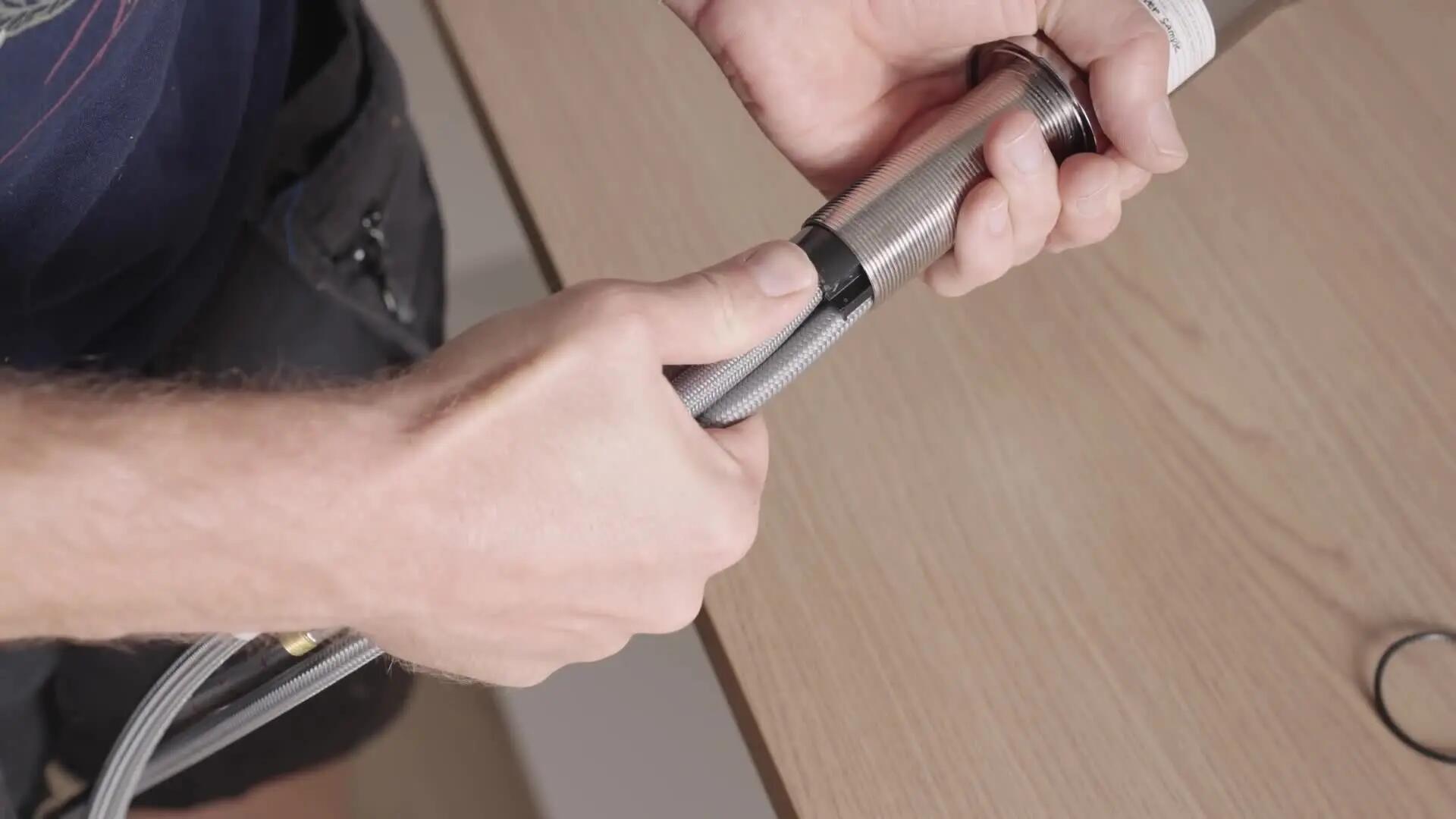 Grifo de cocina monomando caño alto DELINIA Lily extraíble 2 funciones níquel satinado - 9