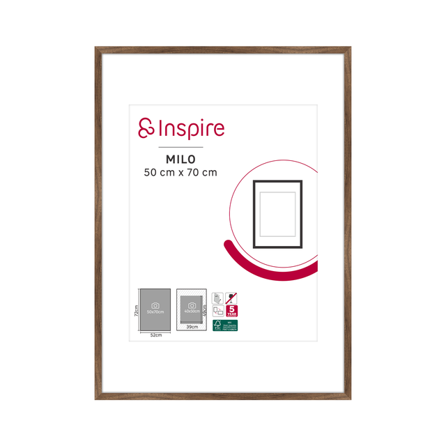 Cadre Milo, 50 x 70 cm noyer, INSPIRE