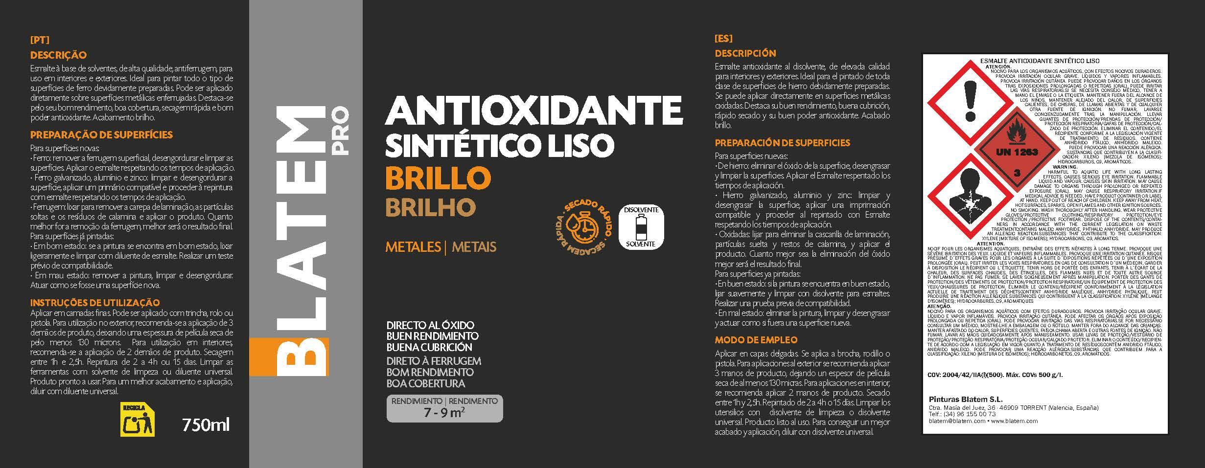 ESMALTE SINTETICO ANTIOXIDANTE BRILLANTE 750ML GRIS PERLA - 3