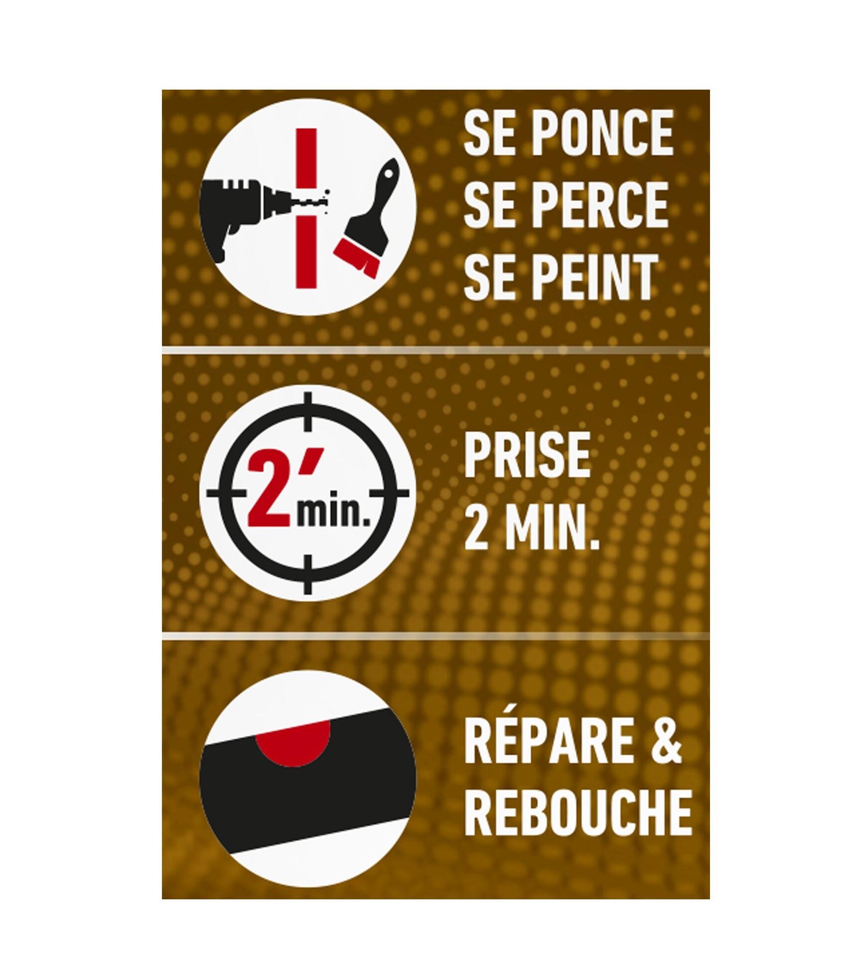 Colle de réparation type époxy bi-composants Resist bois SADER, 10g marron - 3