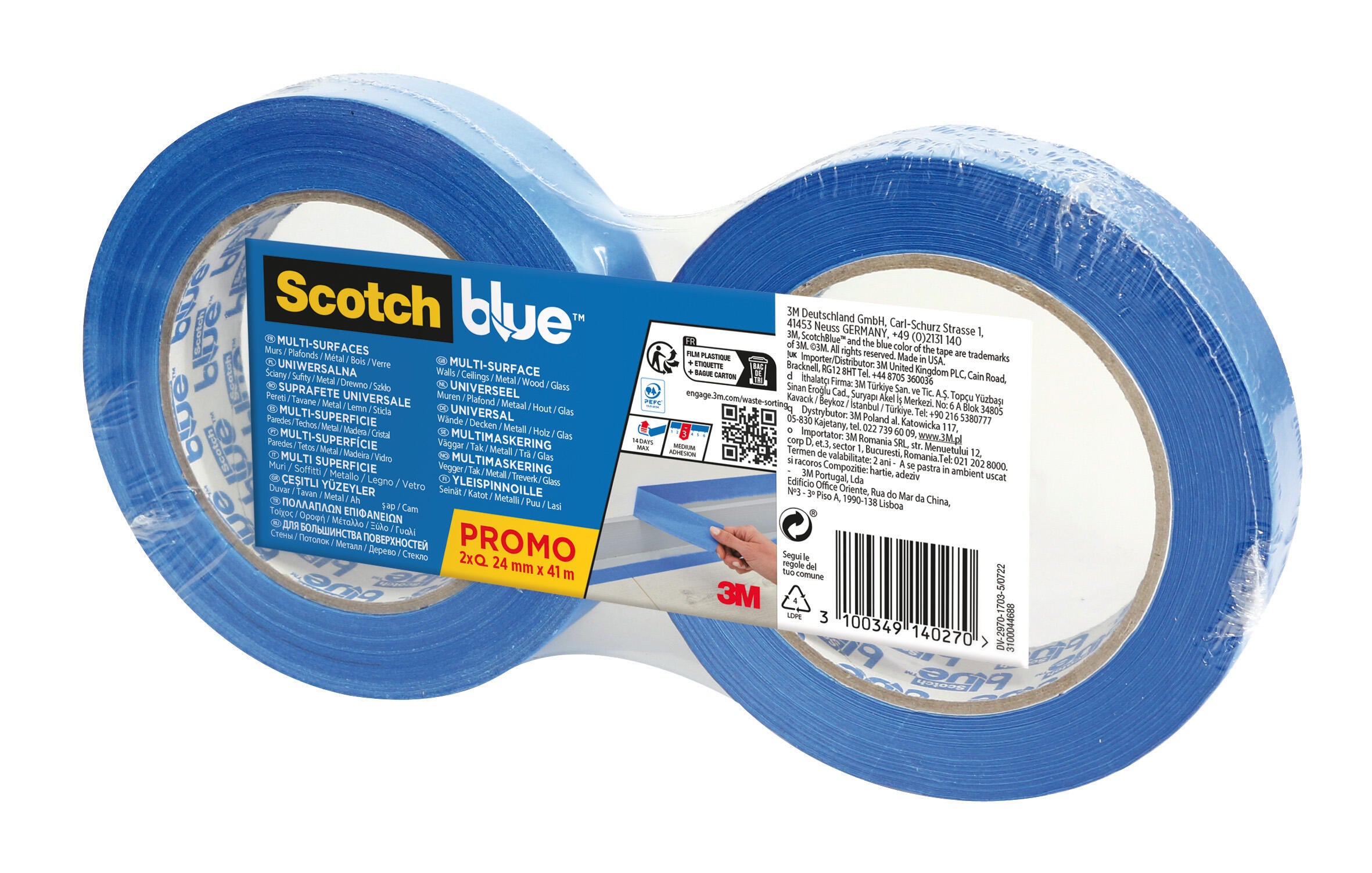 Pack de 2 cintas de pintor scotch blue 24mmx41m