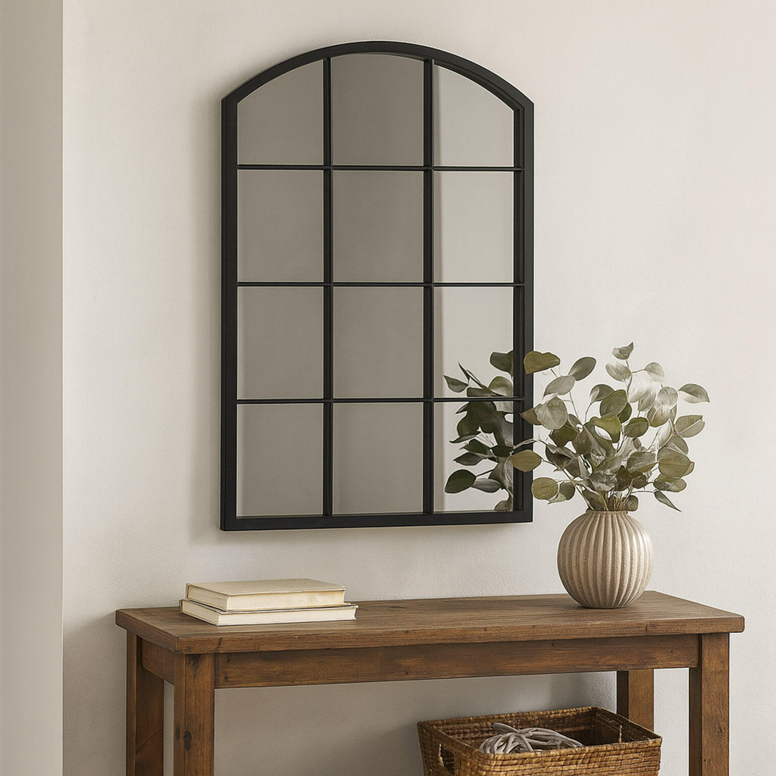 Espejo enmarcado de pared rectangular Ventana polipropileno negro de 50.8x76 cm. Apto para baños. - 2