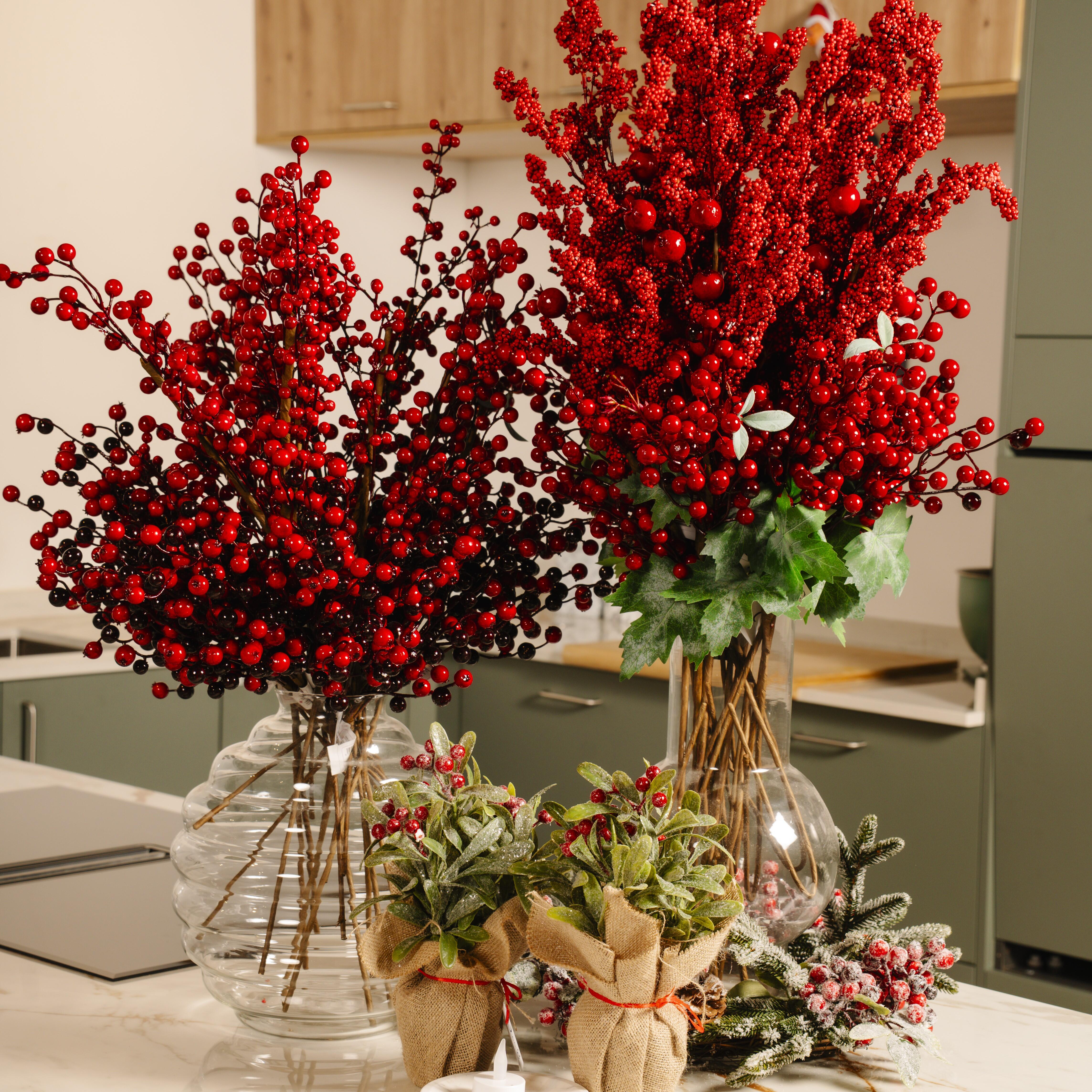 Ramo artificial bagas vermelhas 60 cm - 2