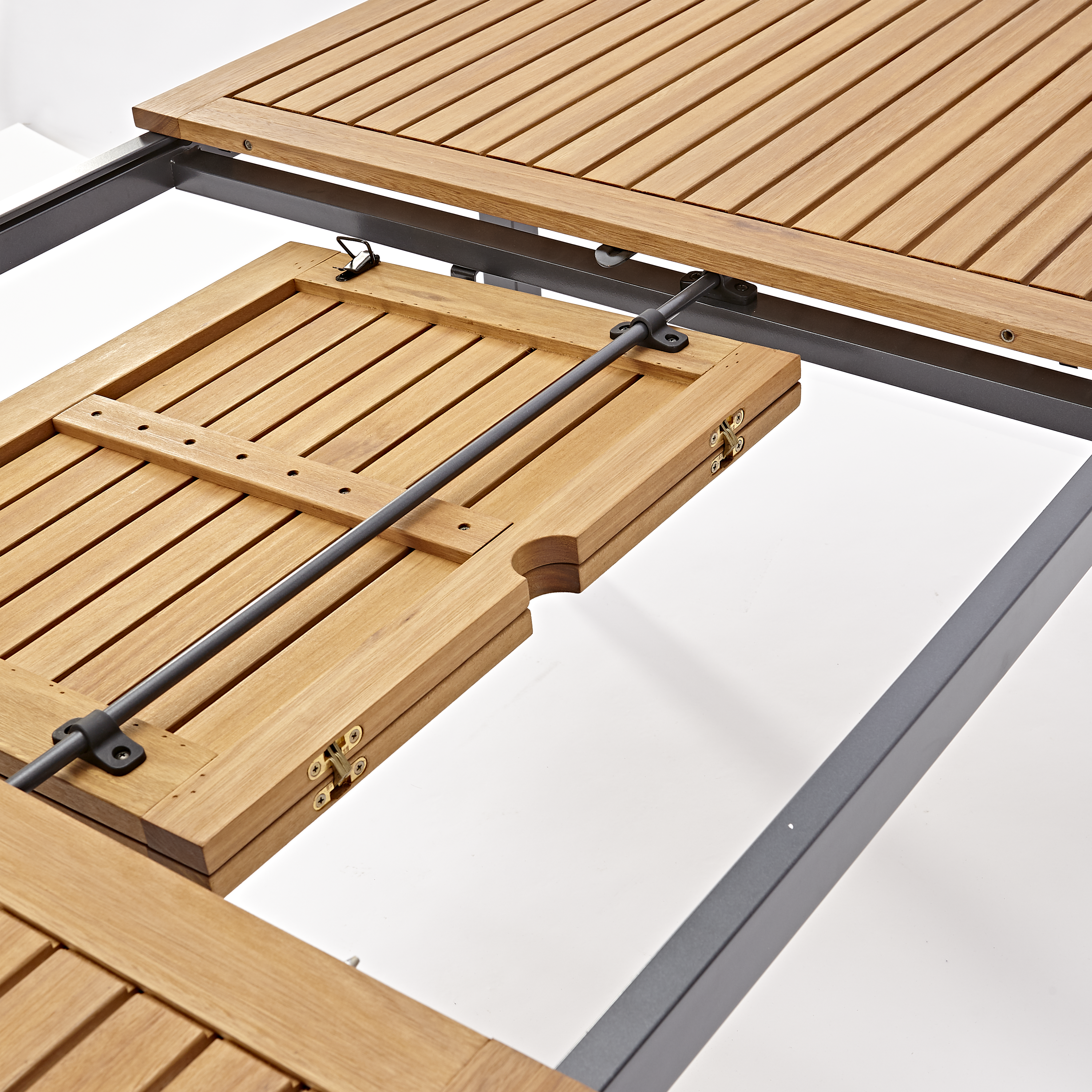 Tavolo da giardino allungabile Oris NATERIAL in alluminio grigio con piano in eucalipto per 6 persone 180/240x100cm - 13