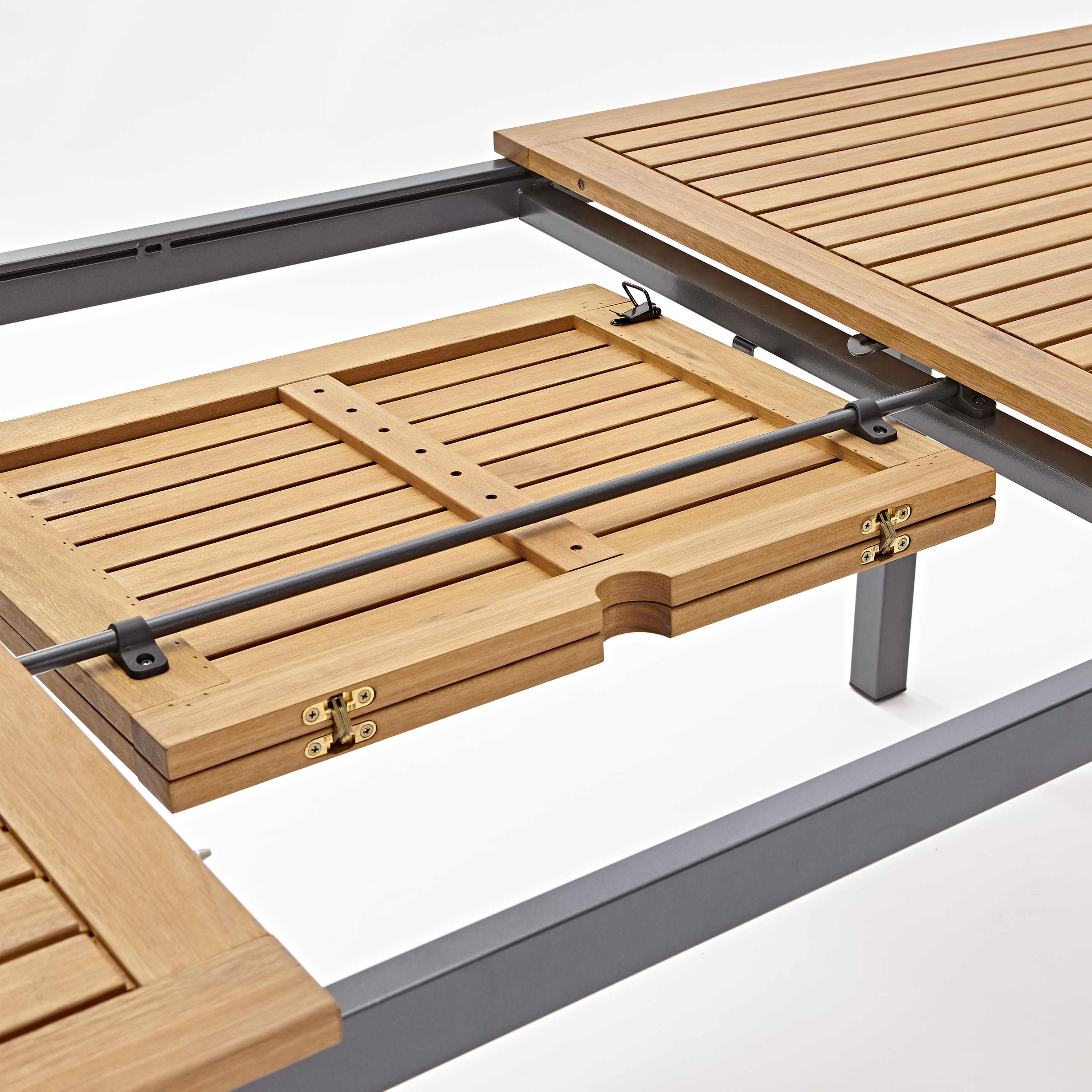 Tavolo da giardino allungabile Oris NATERIAL in alluminio grigio con piano in eucalipto per 6 persone 180/240x100cm - 14