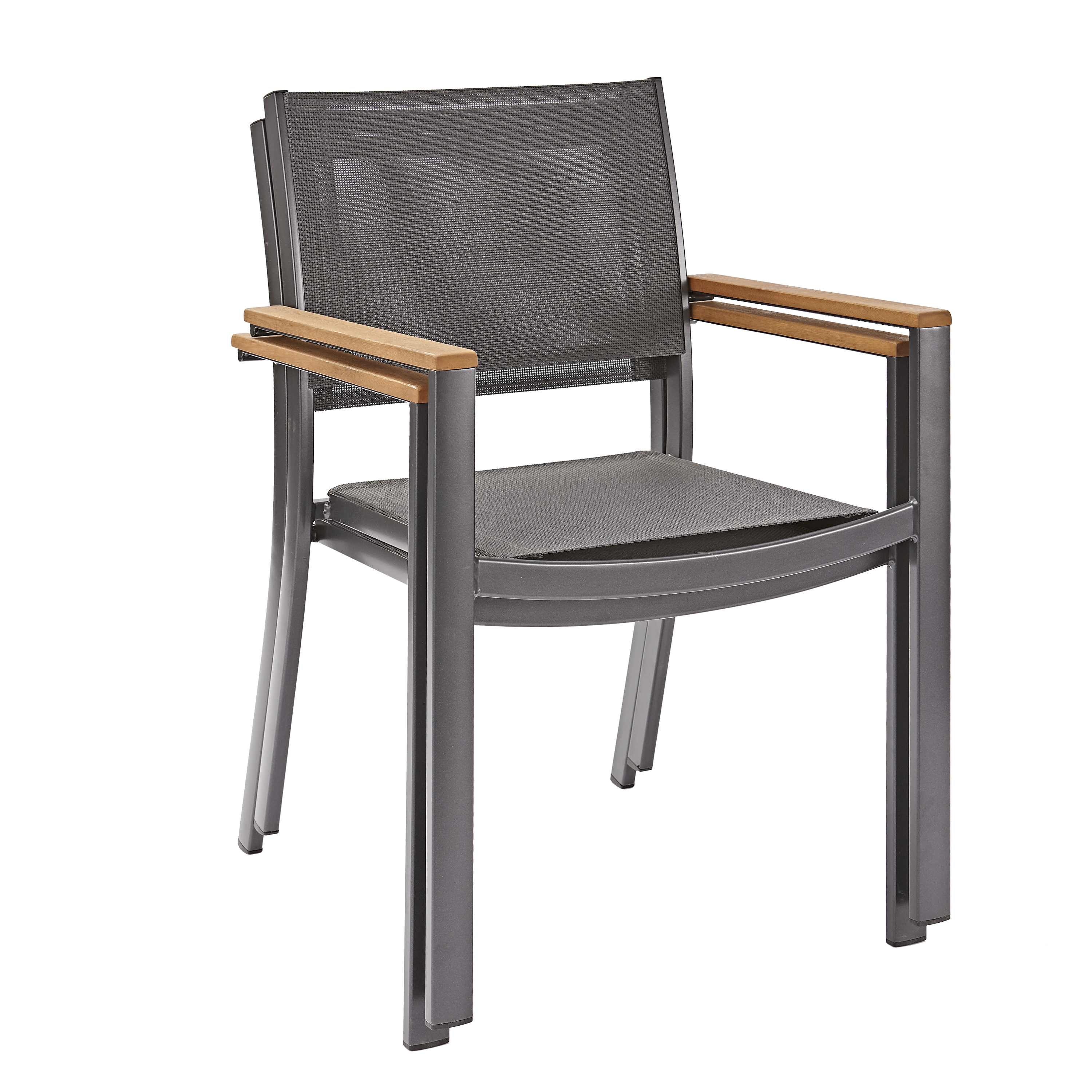 Sedia da giardino in alluminio con braccioli Oris NATERIAL, seduta in textilene grigio - 11