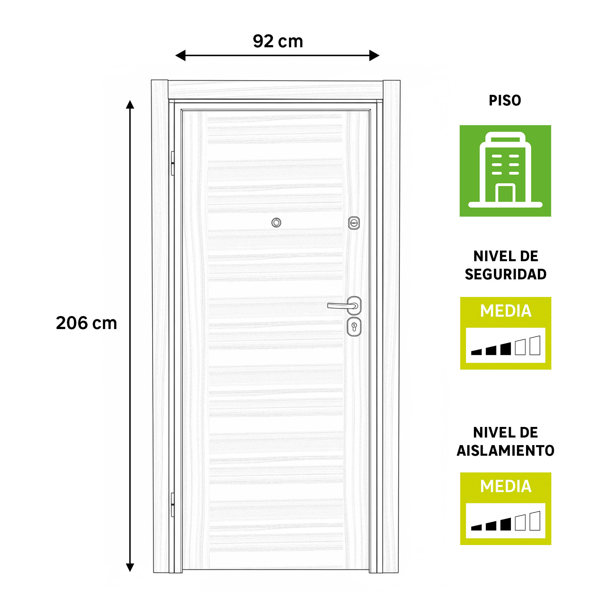 Puerta de entrada acorazada serie Omega fresada blanco / interior Niza liso sapelly apertura derecha 206x92cm - 3