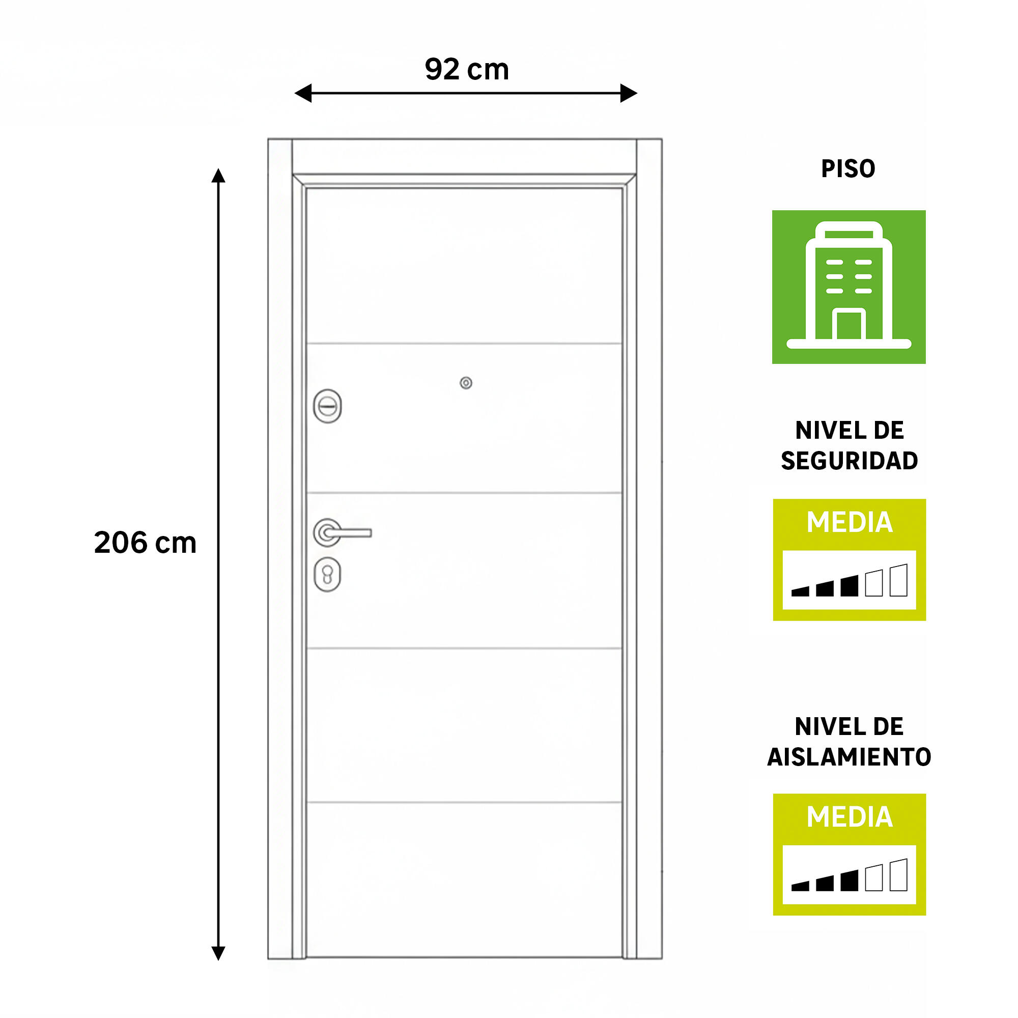 Puerta de entrada acorazada serie Omega fresada blanco / interior Niza liso sapelly apertura izquierda 206x92cm - 3