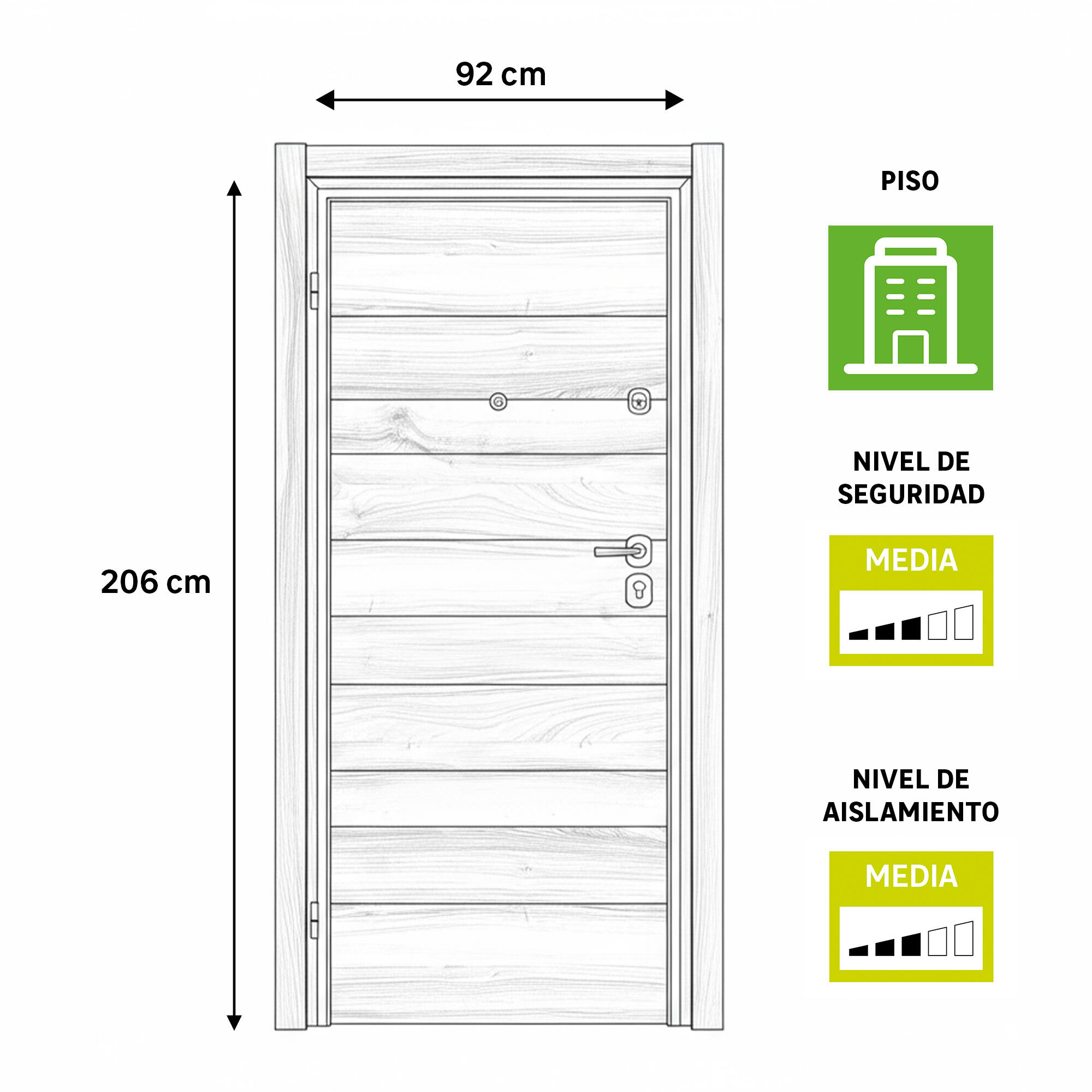 Puerta de entrada acorazada serie Omega fresada blanco / interior Oslo liso nogal apertura derecha 206x92cm - 3