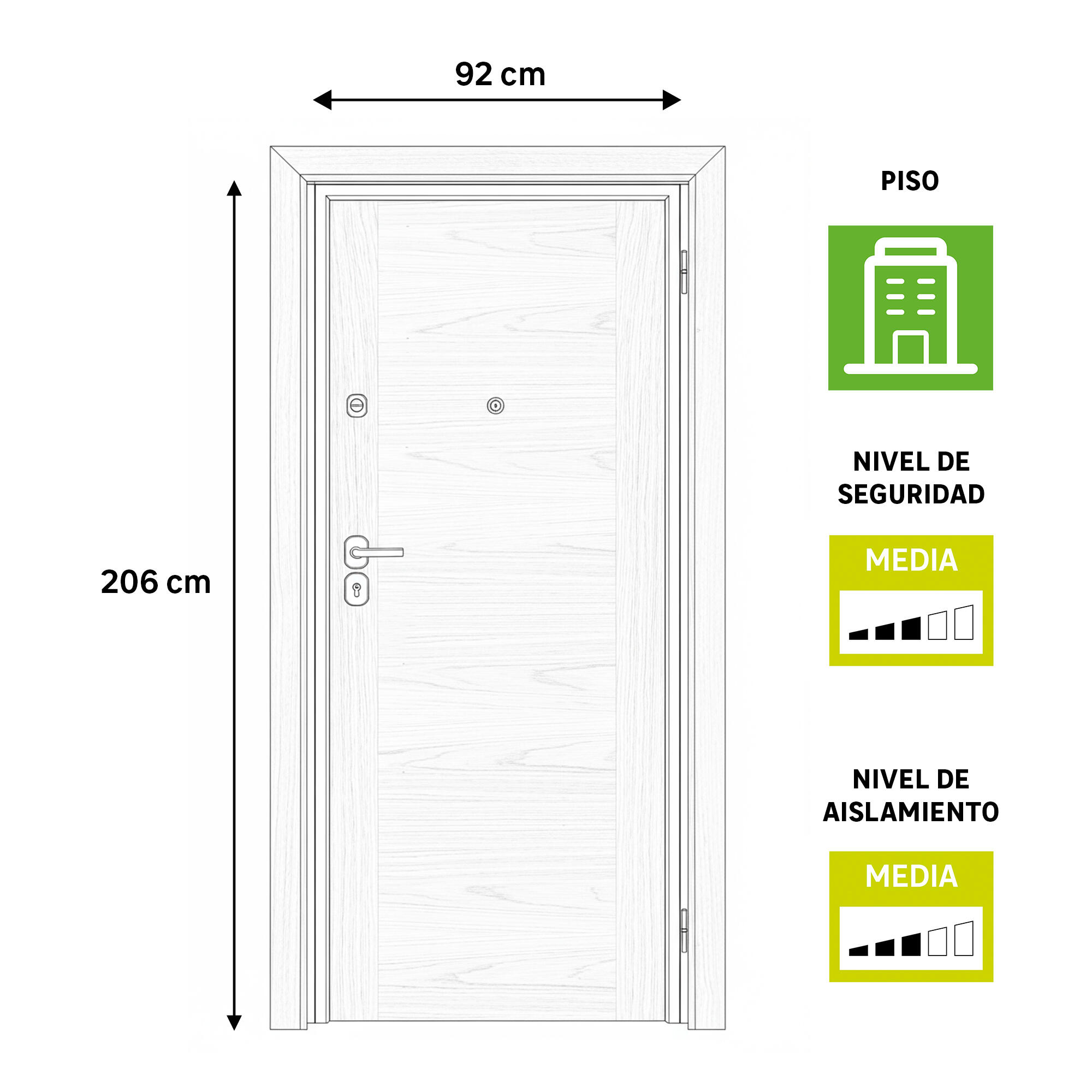 Puerta de entrada acorazada serie omega provenzal sapelly / interior niza liso roble apertura izquierda 206x92cm