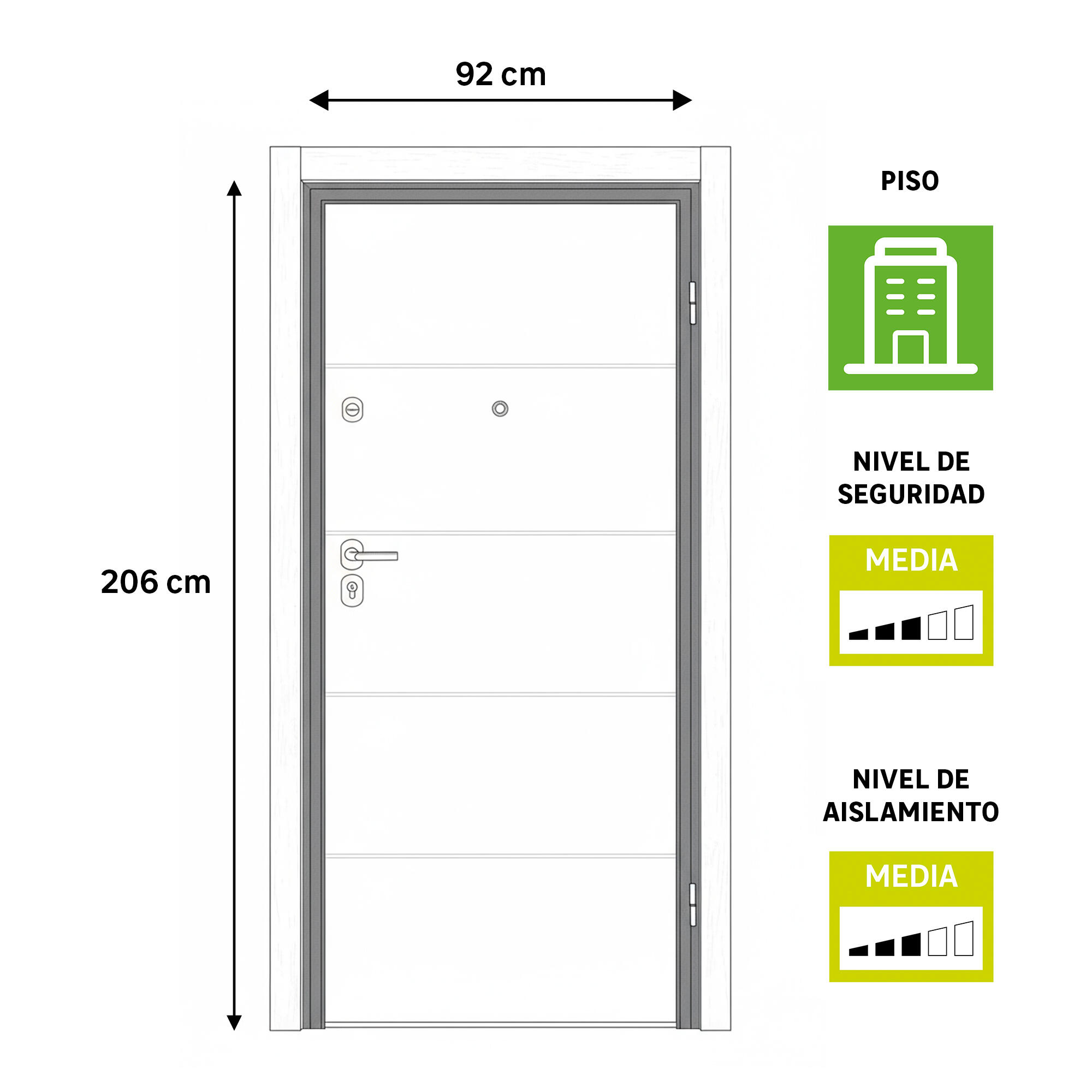 Puerta de entrada acorazada serie Omega fresada blanco / interior Lucerna fresada blanco apertura izquierda 206x92cm - 3