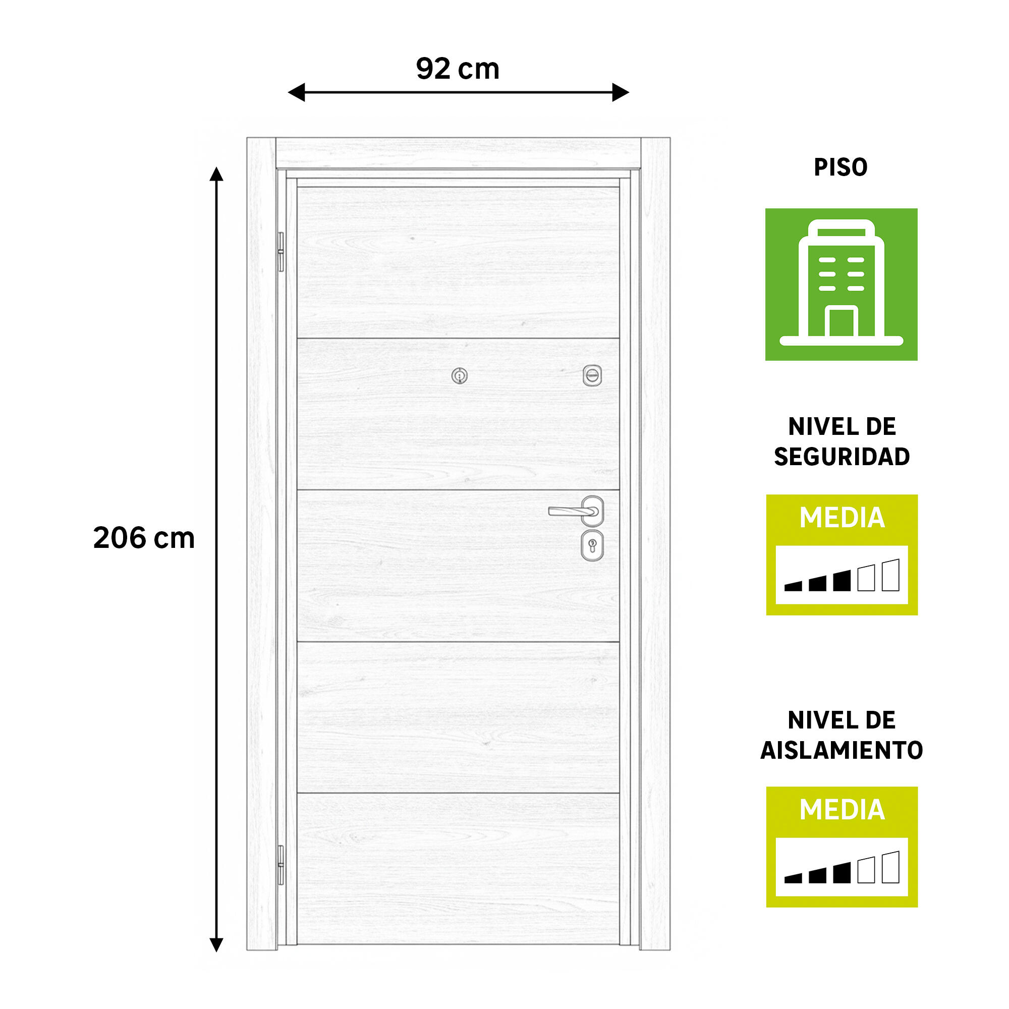 Puerta de entrada acorazada serie omega dos cuadros sapelly / interior berlin dos cuadros gris apertura derecha 206x92cm